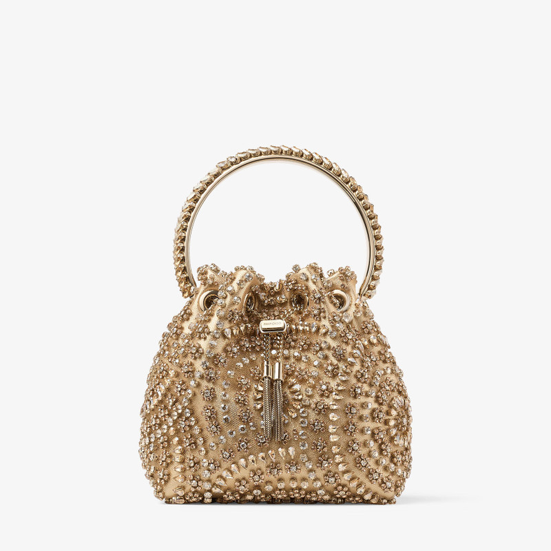 Bon Bon Gold Metallic Nappa Handbag with Crystal Embroidery 1