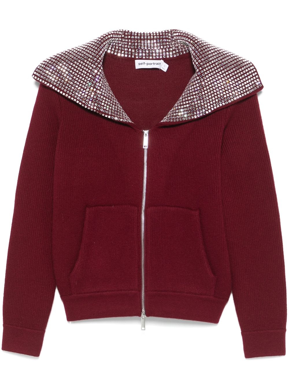 Diamante-collar cardigan - 1
