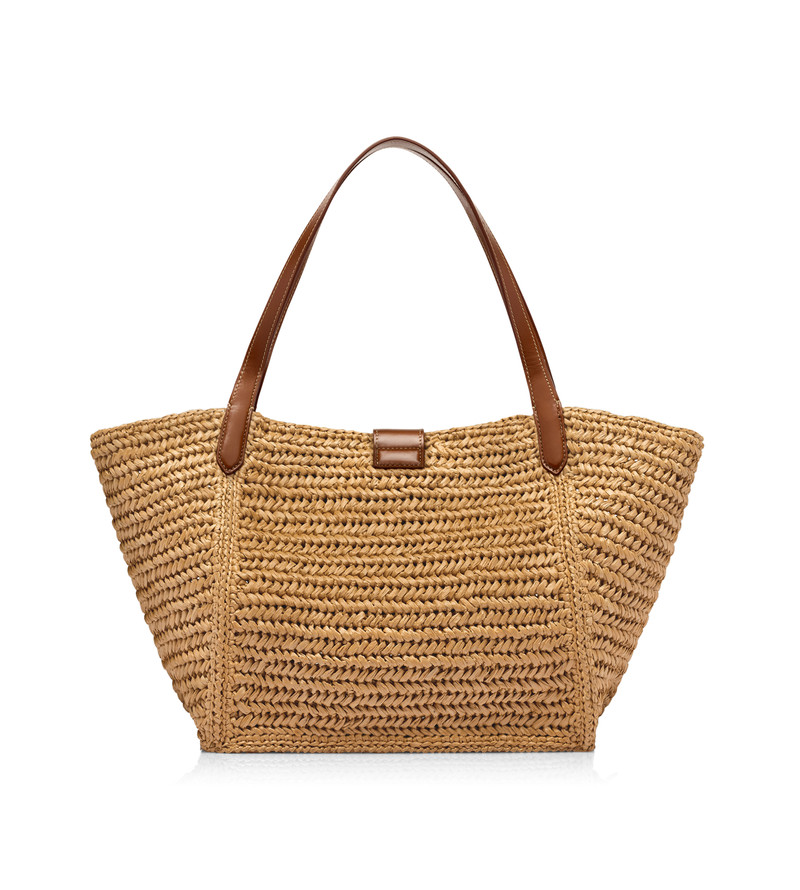 RAFFIA AND LEATHER TARA MEDIUM TOTE 3
