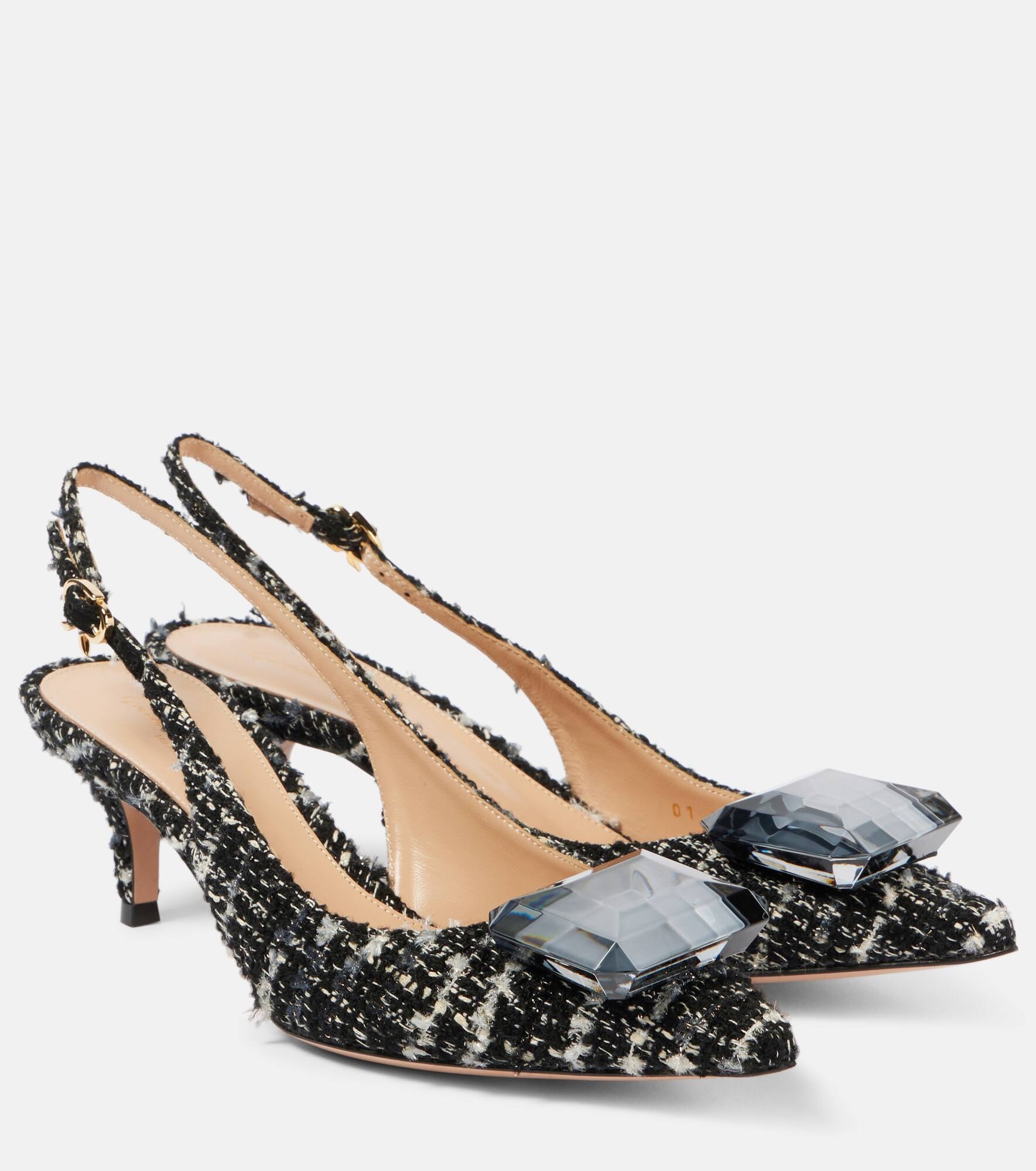 Jaipur 55 bouclé slingback pumps - 1