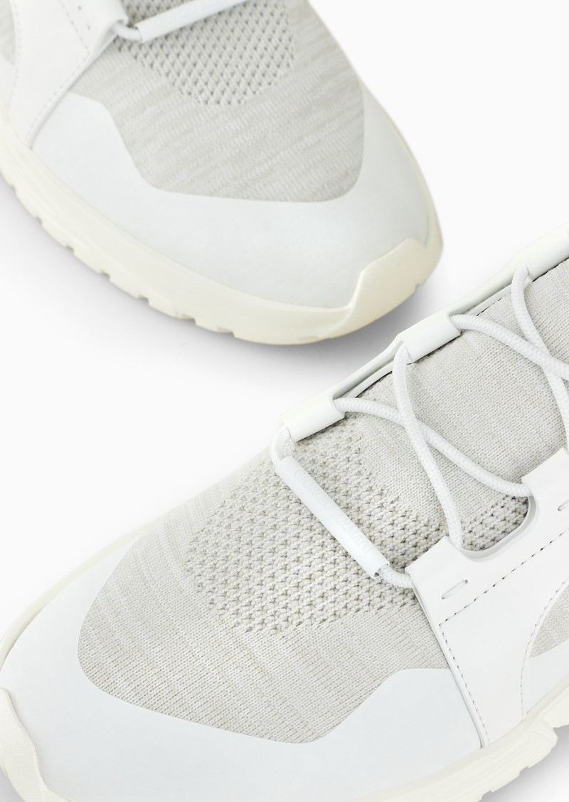 GIORGIO ARMANI Knit-and-leather sneakers outlook