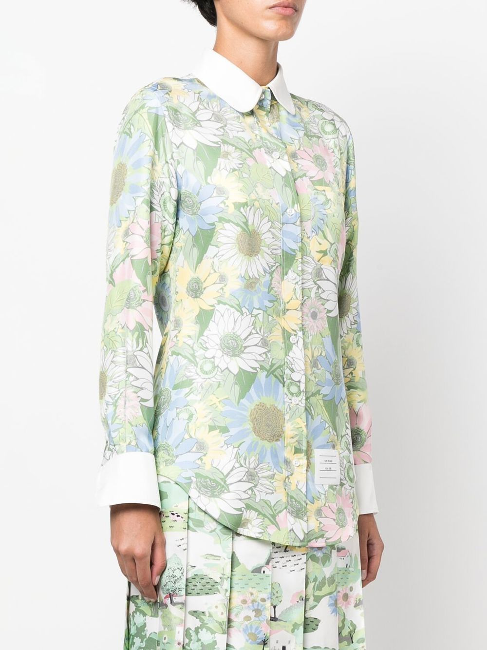 floral-print silk shirt - 3