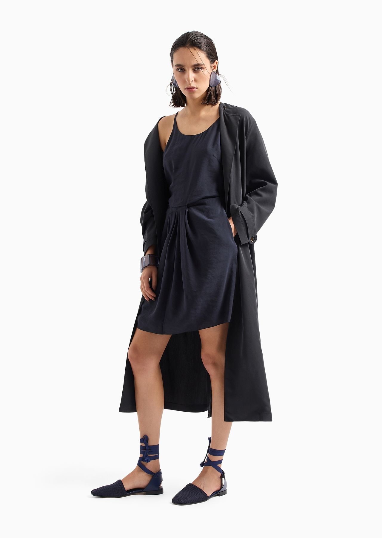 Draped dress in matte washed modal - 4