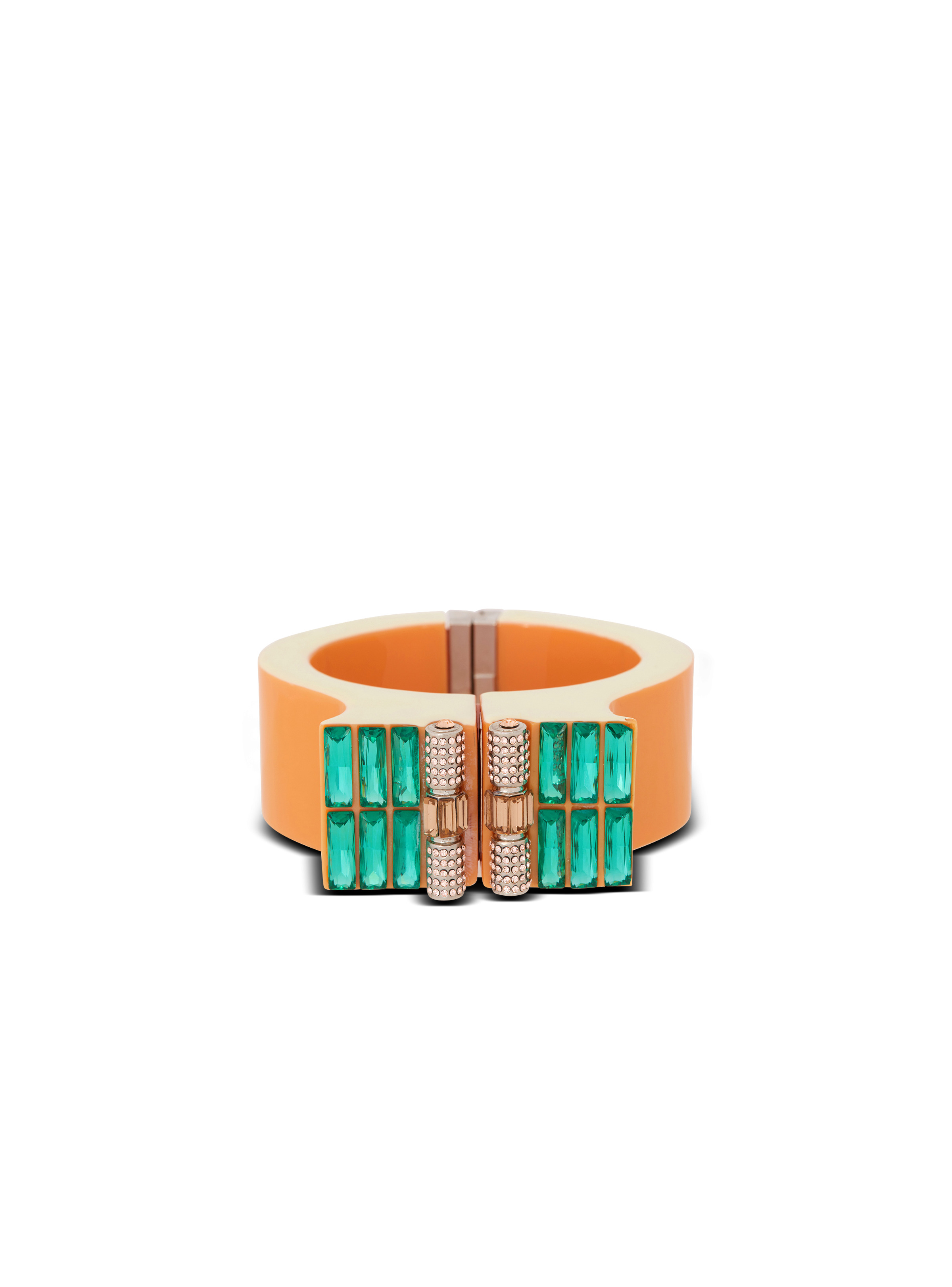 Brass, rhinestone and resin cuff - 1