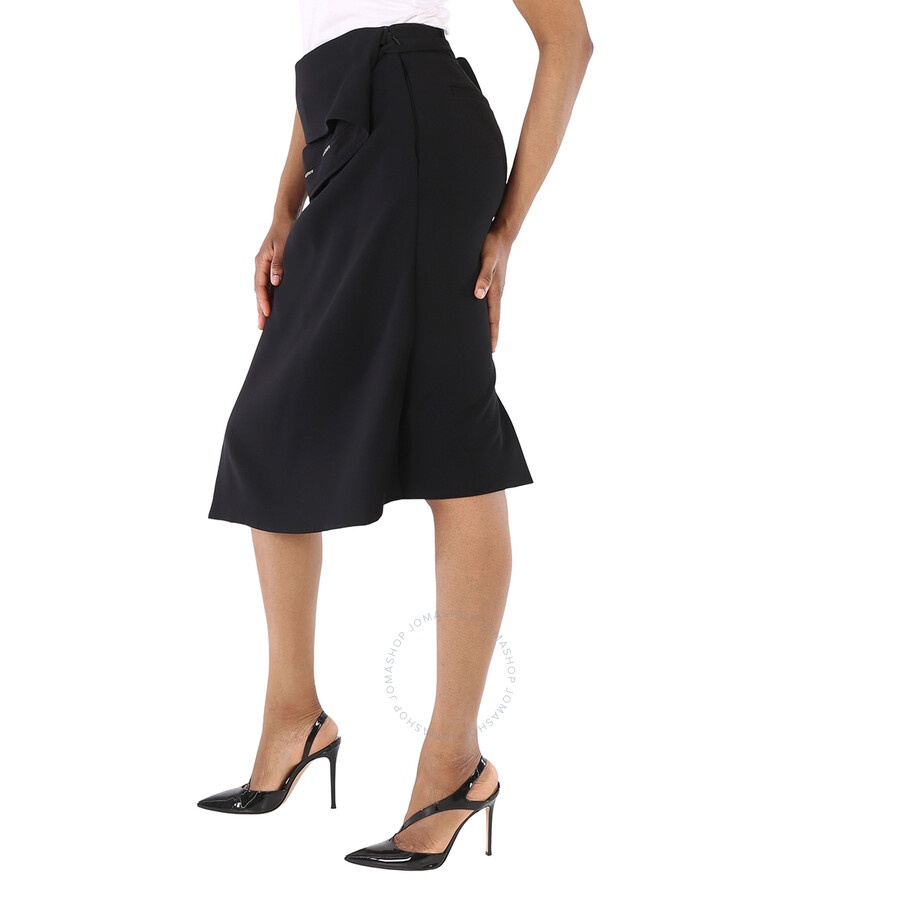Burberry Ladies Black Asymmetrical Wrap Midi Skirt - 5