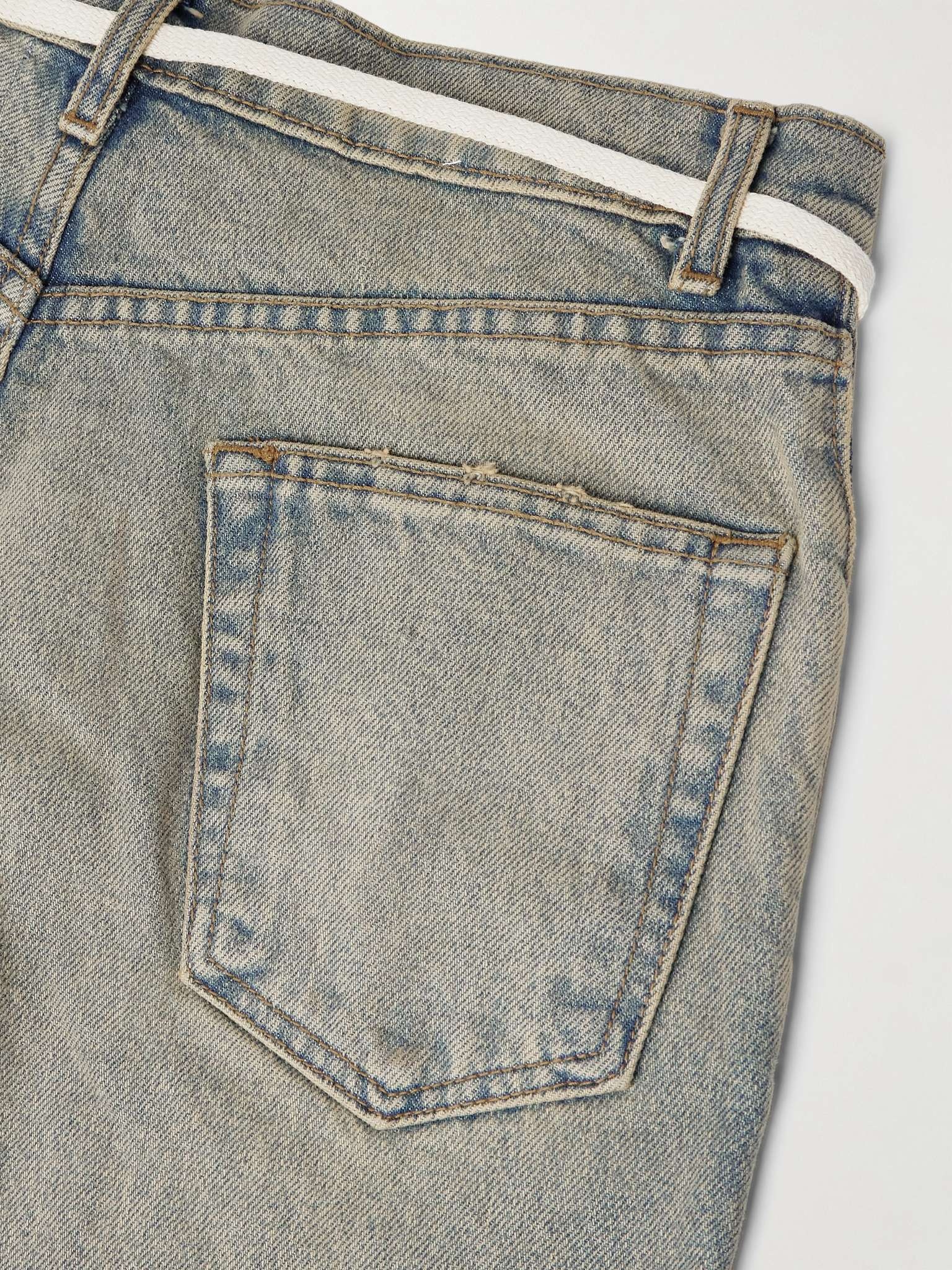 Fathers Way Slim-Fit Straight-Leg Belted Distressed Printed Jeans - 5