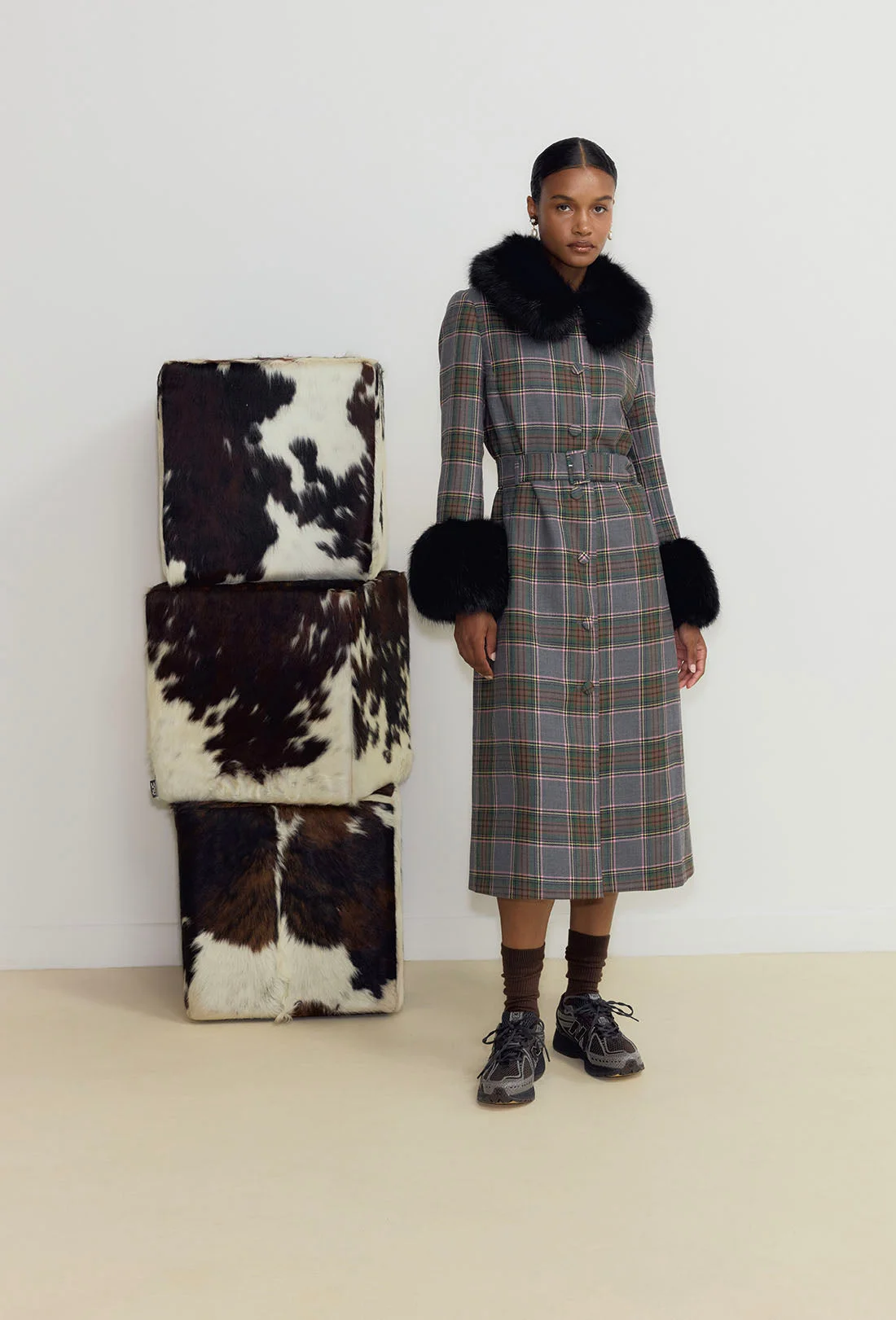 Scarlett Coat - Grey Tartan - 1