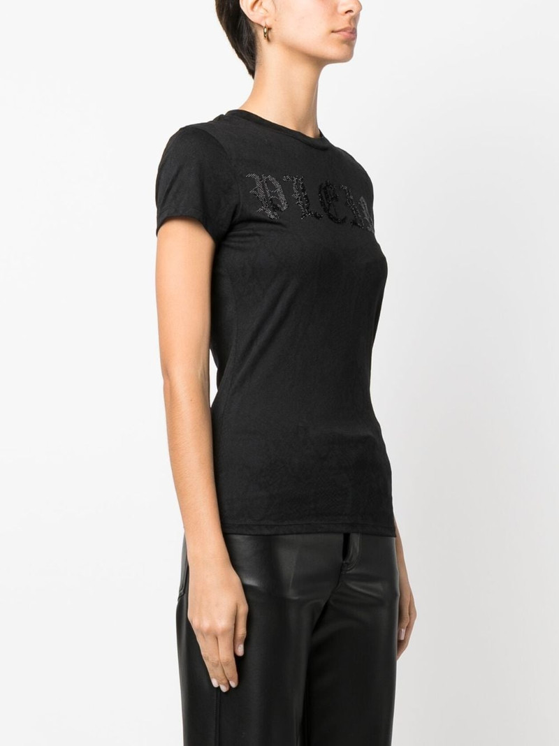 rhinestone-logo snake-print T-shirt 3