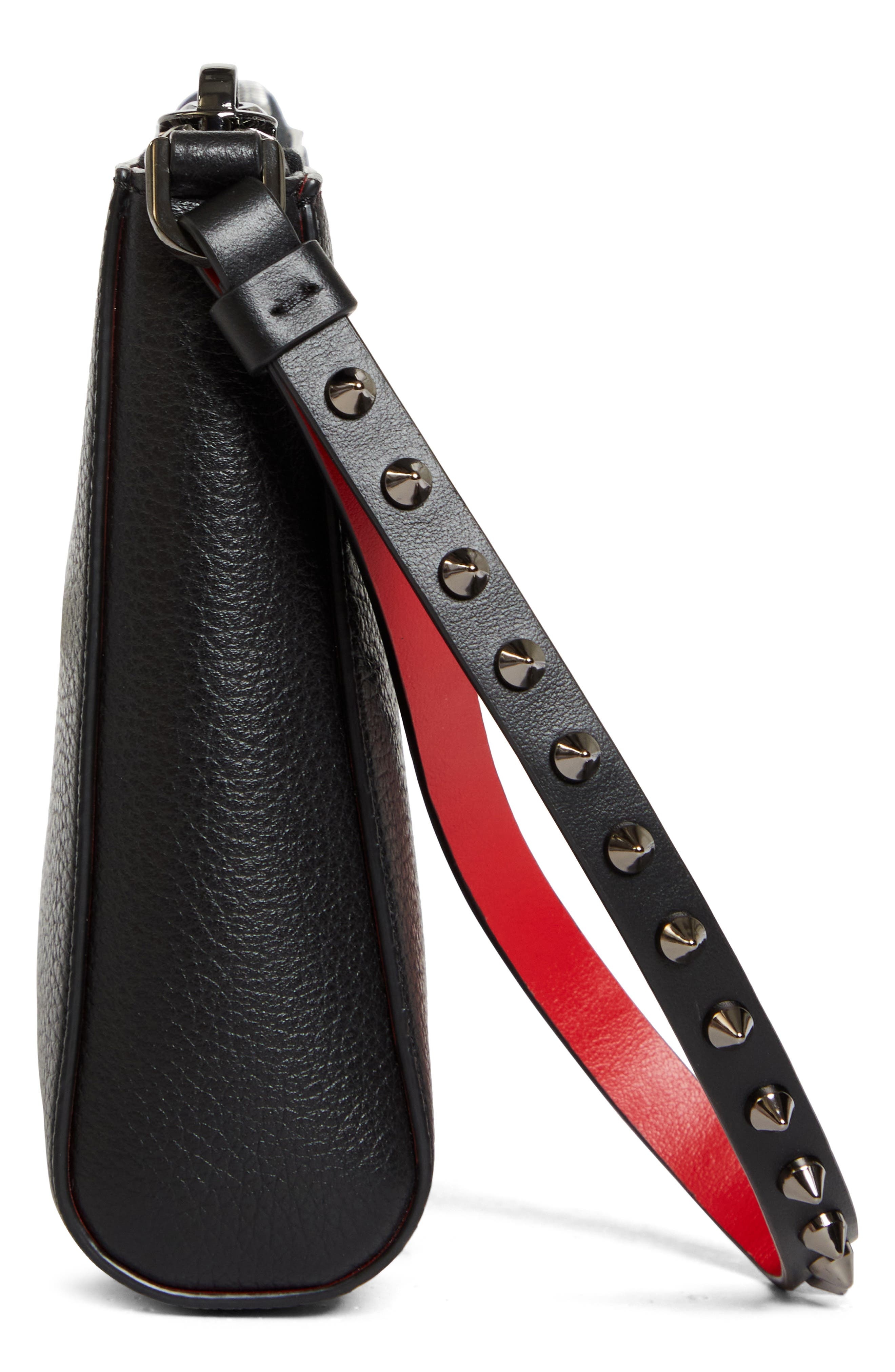 Christian Louboutin Mini Cabata Soft Leather Pouch in Black/Gun Metal at Nordstrom - 5
