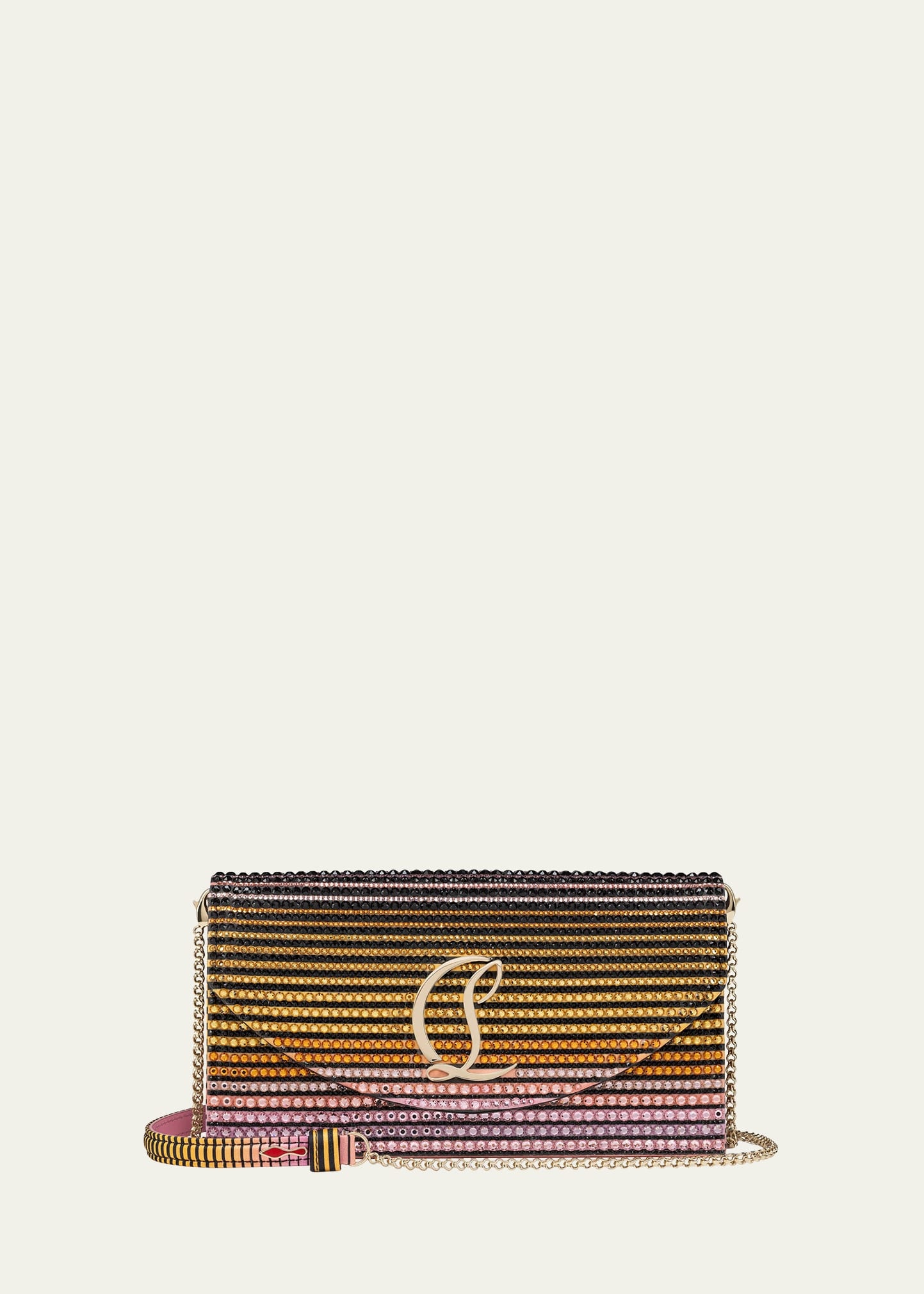 Loubi54 Wallet on Chain in Strass Crepe Satin - 1