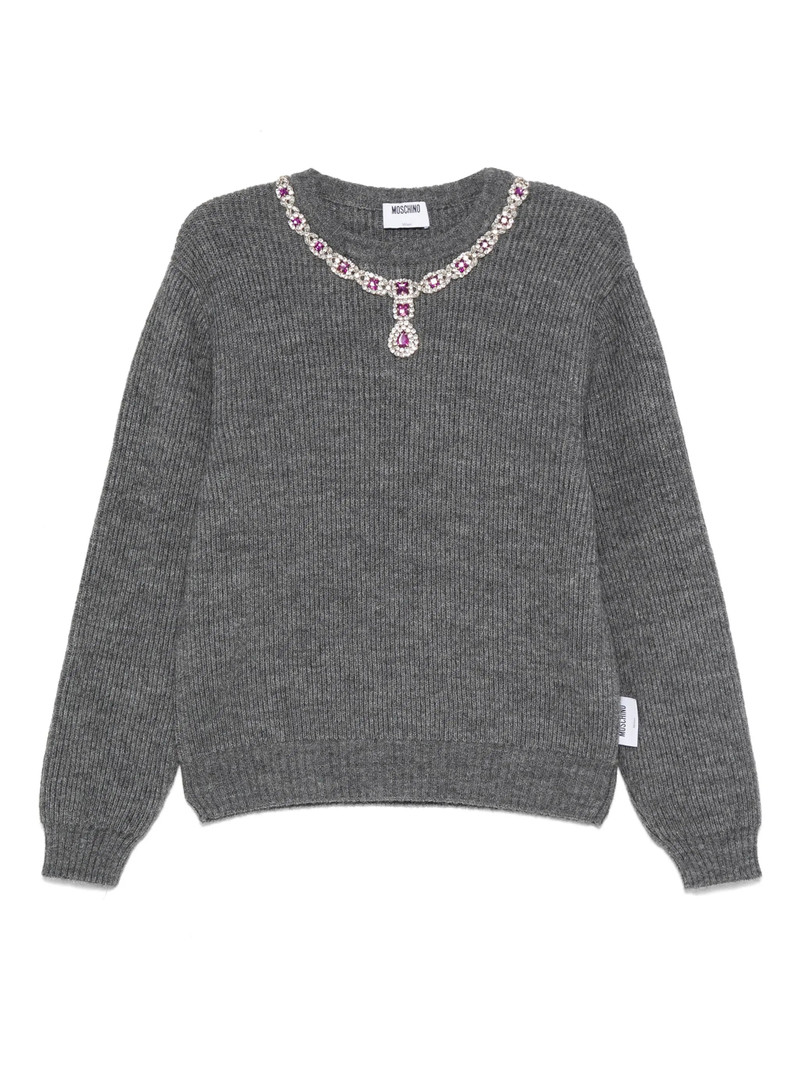 Moschino Jewel-embellished Ribbed Sweater 1