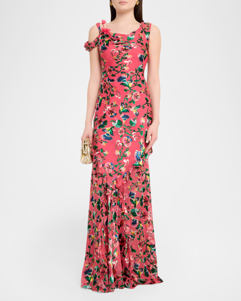 SALONI Seema Floral Silk Chiffon Maxi Dress outlook