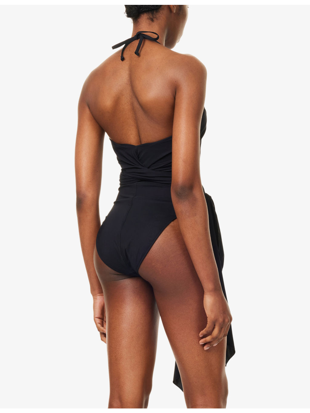 Halter-Neck Draped Swimsuit - 4