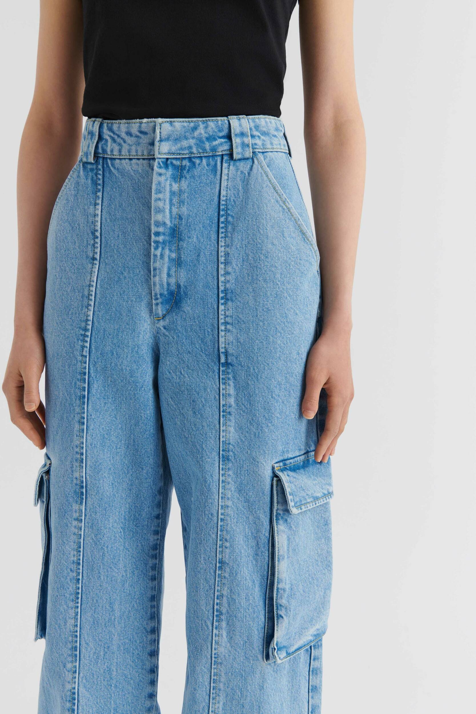 Patch Denim Cargo Trousers - 8