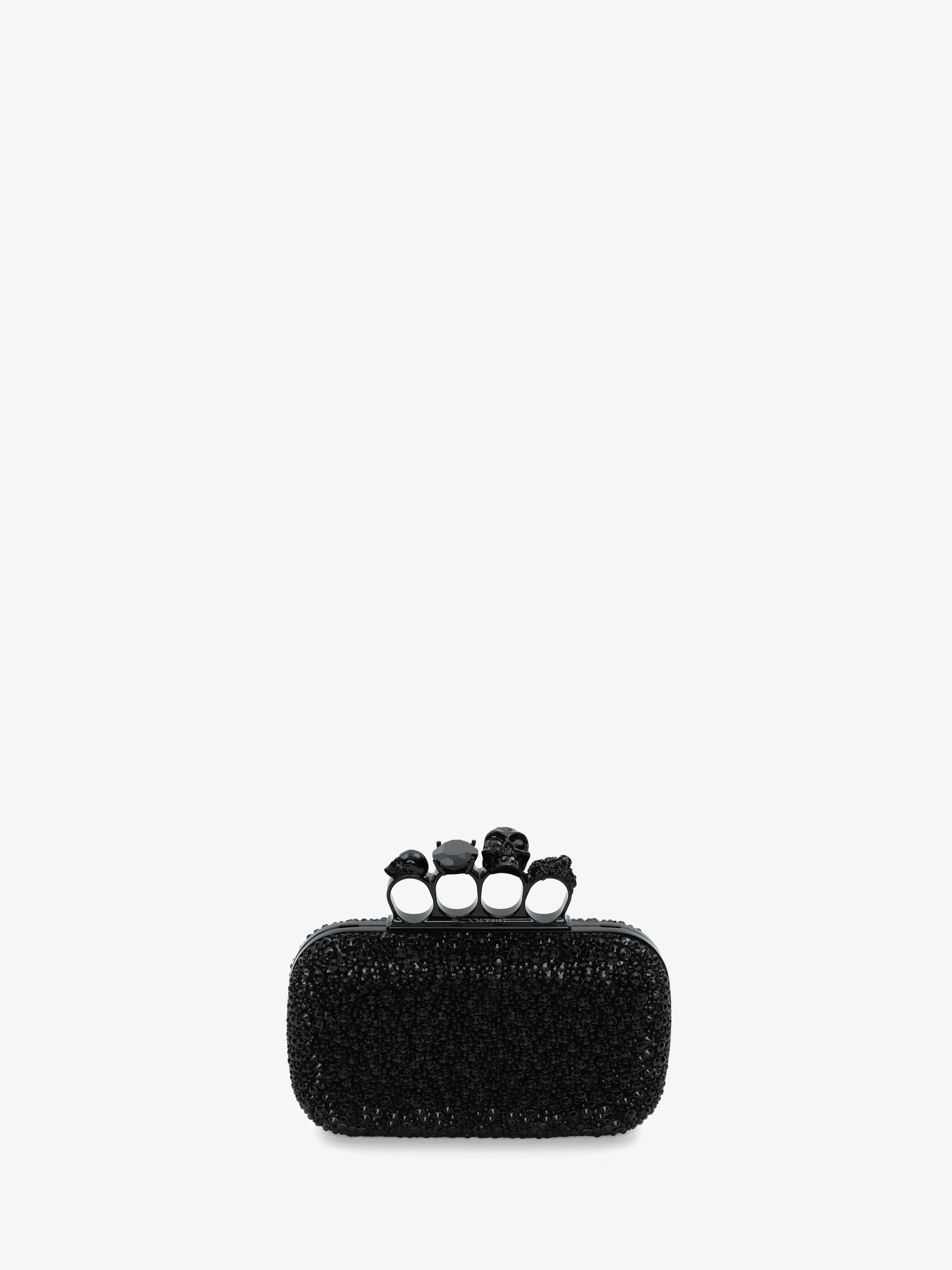Women's Knuckle Clutch With Chain in Black - 1
