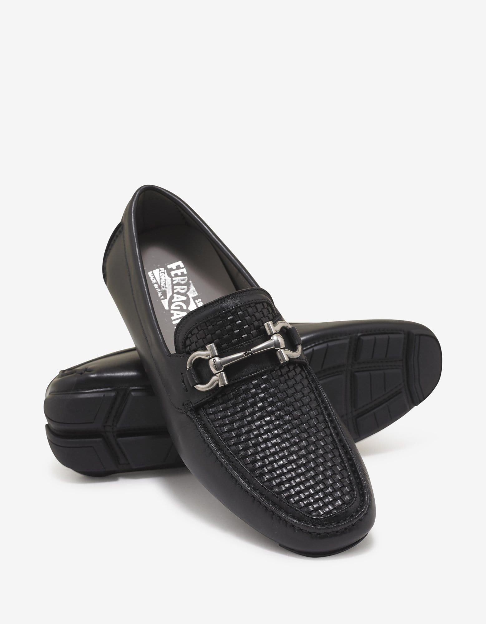 Salvatore Ferragamo Black Parigi Basket Weave Driving Shoes - 4