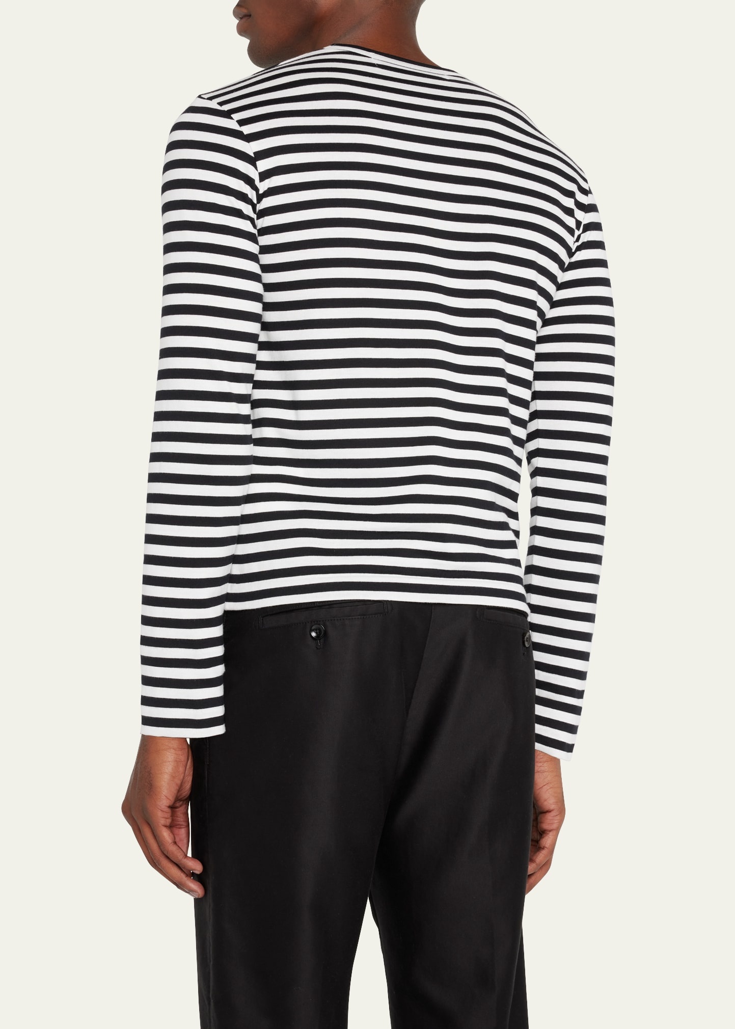Men's Striped T-Shirt with Small Heart - 3