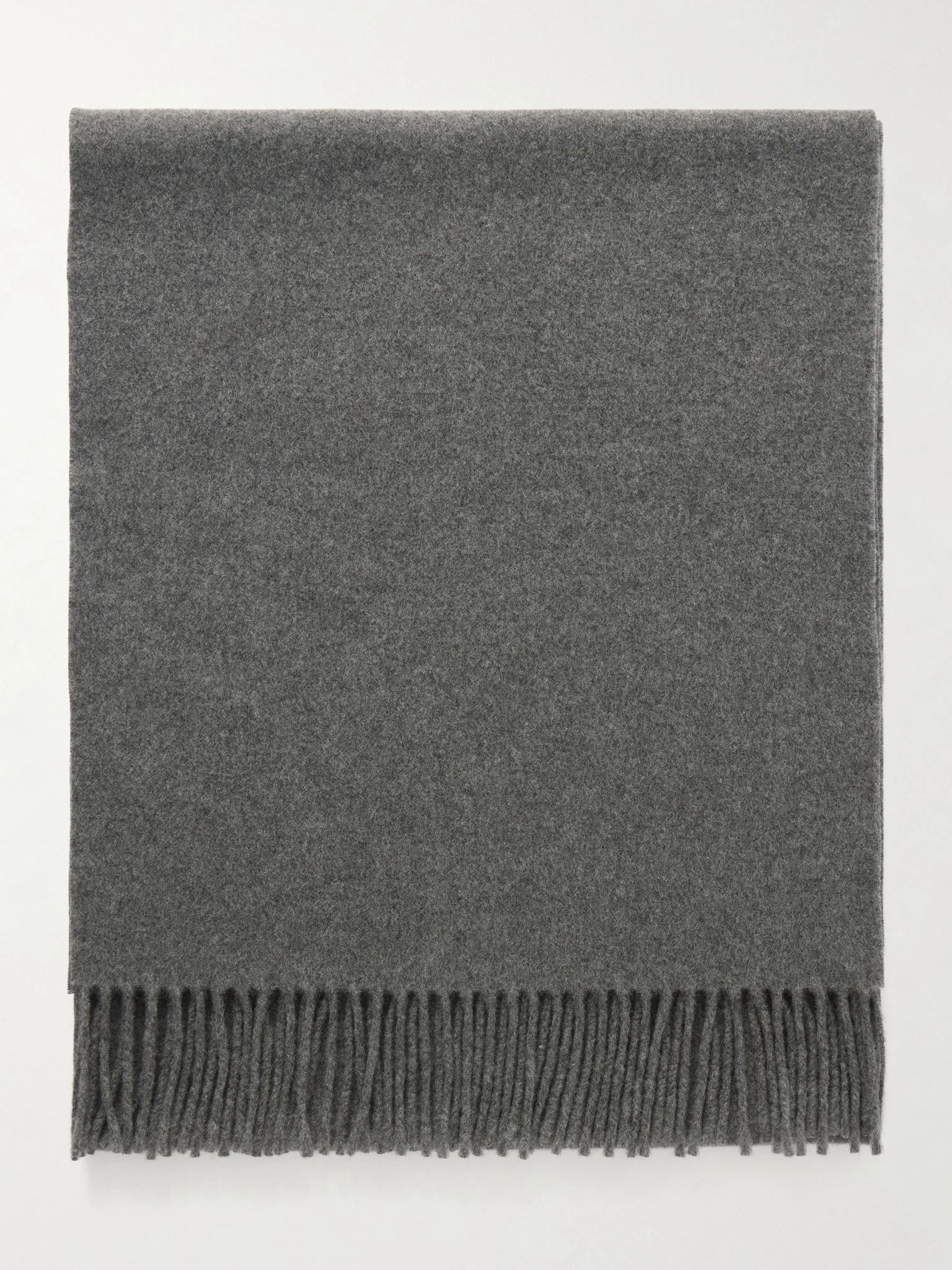 Fringed cashmere scarf Gray - 1