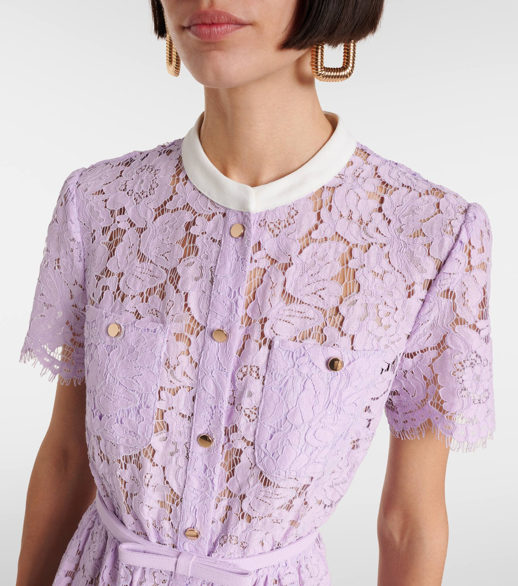 Belted lace midi dress - 4