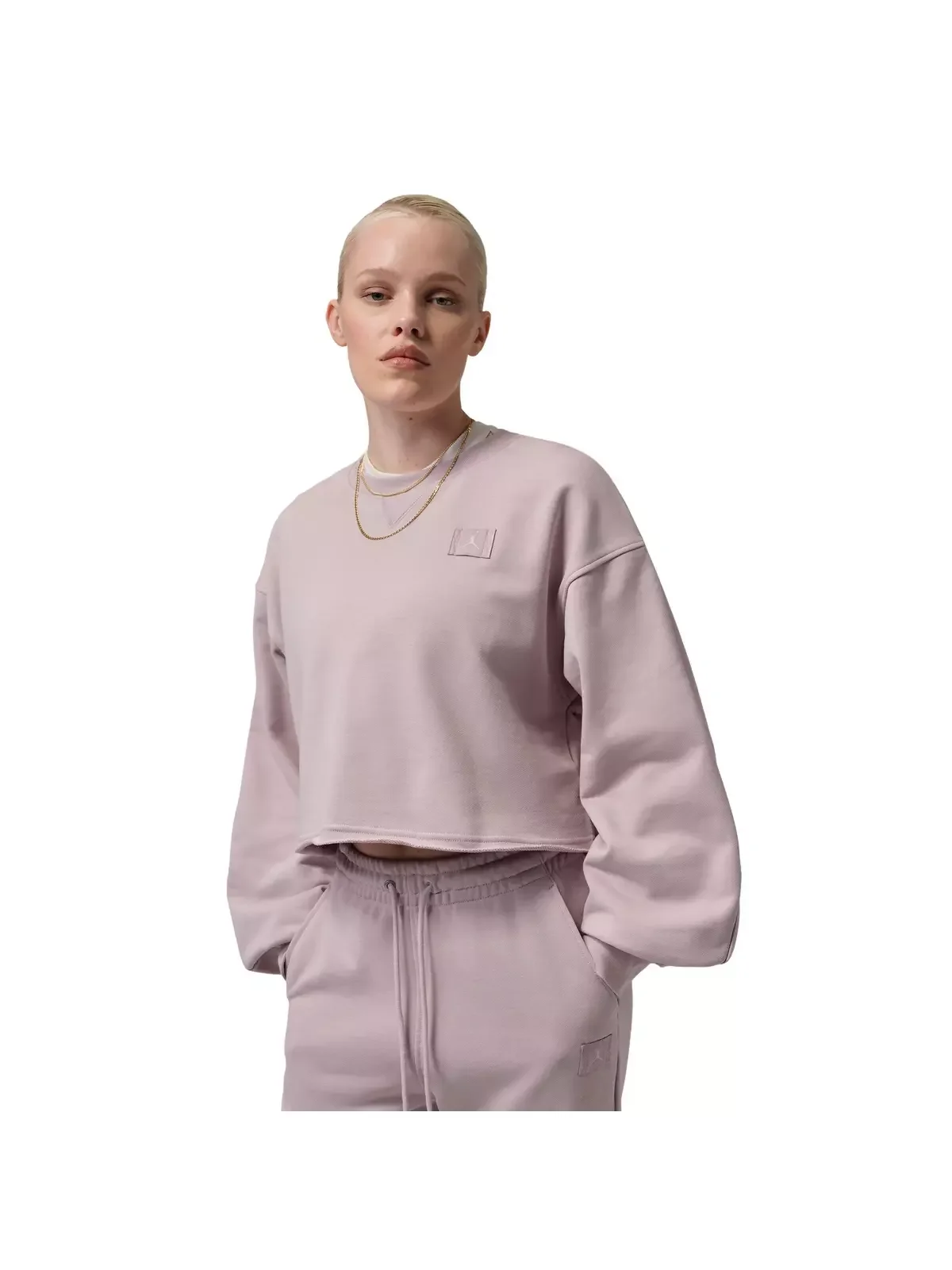 Women's Flight Fleece Mod-Crop Crew-Neck Sweatshirt -Rose - 1