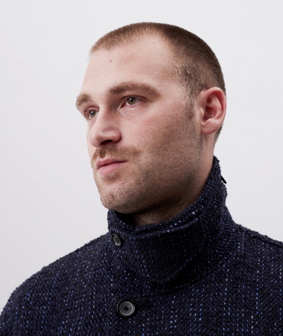 WOVEN CITY LIGHT ROVING TWEED SINGLE BREASTED COAT - 5