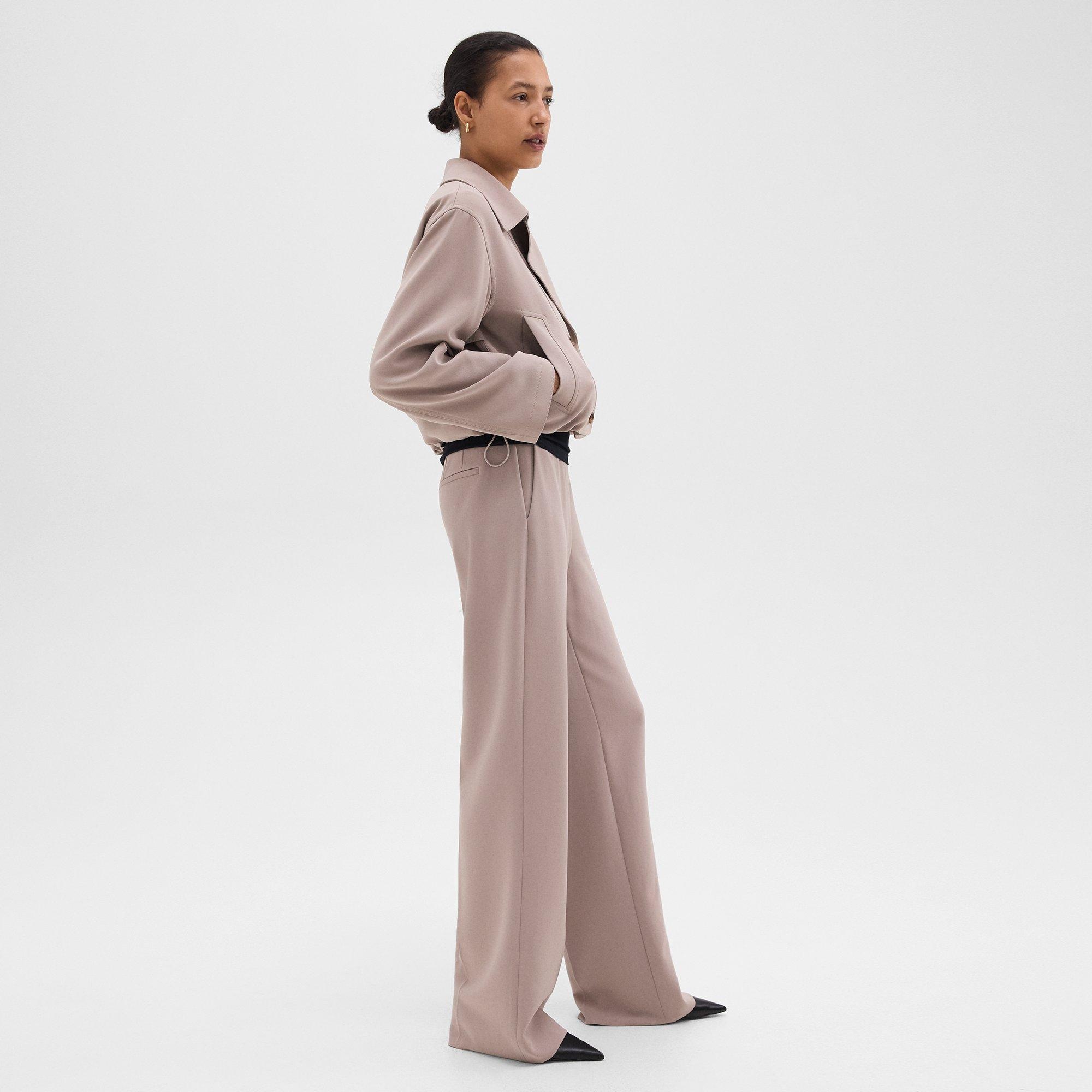 Double-Breasted Crop Trench in Admiral Crepe - 6