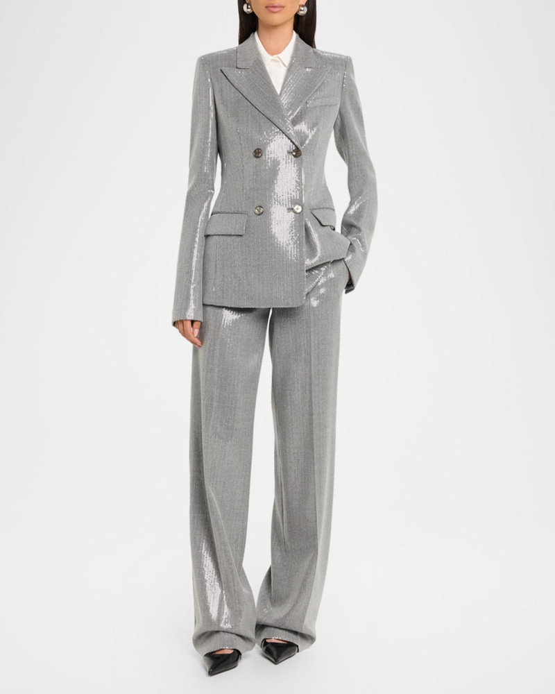 MICHAEL KORS COLLECTION Double-Breasted Pinstripe Sequin Jacket outlook