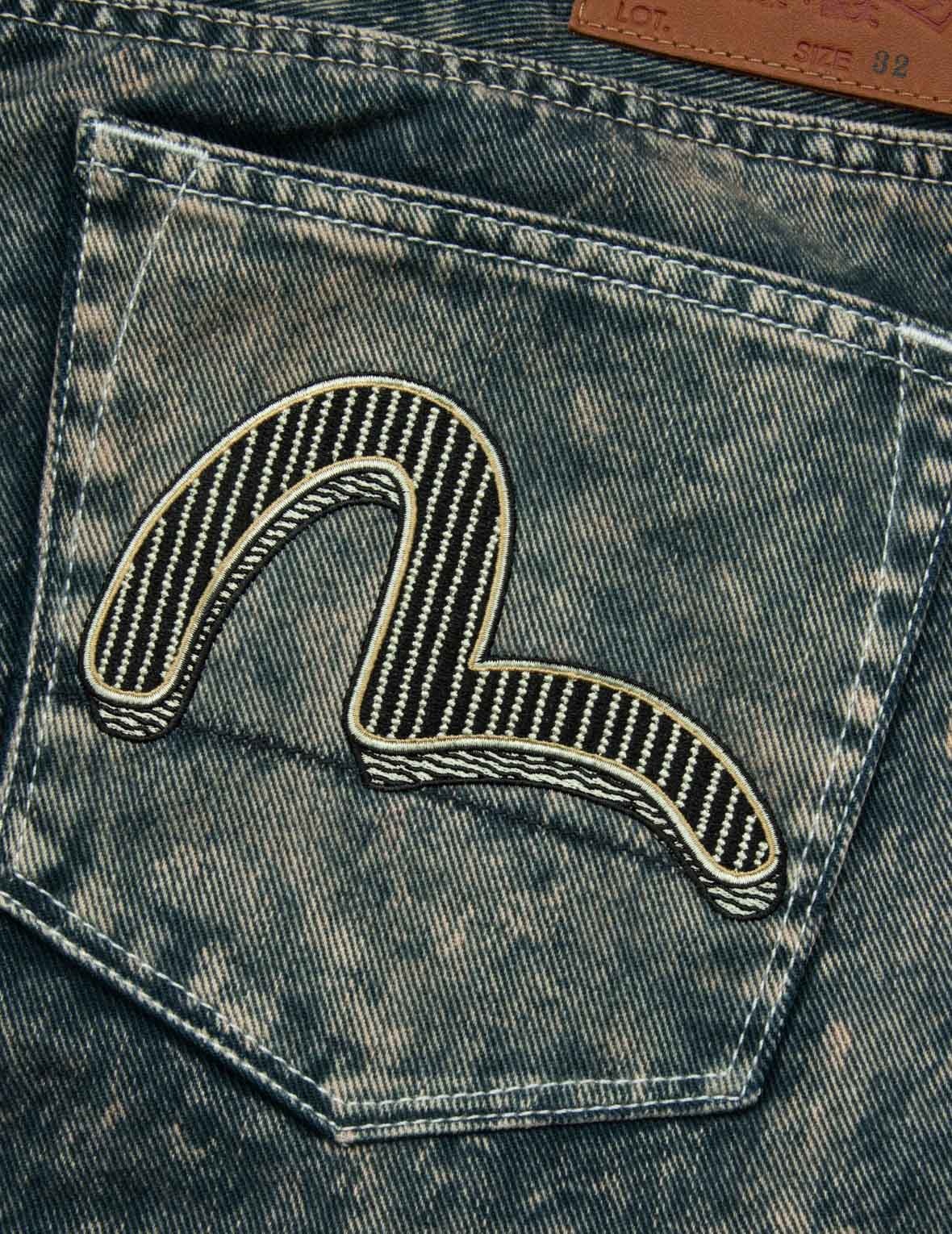 Seagull Print and Multi-Pockets Acid Wash Baggy Cargo Jeans - 9