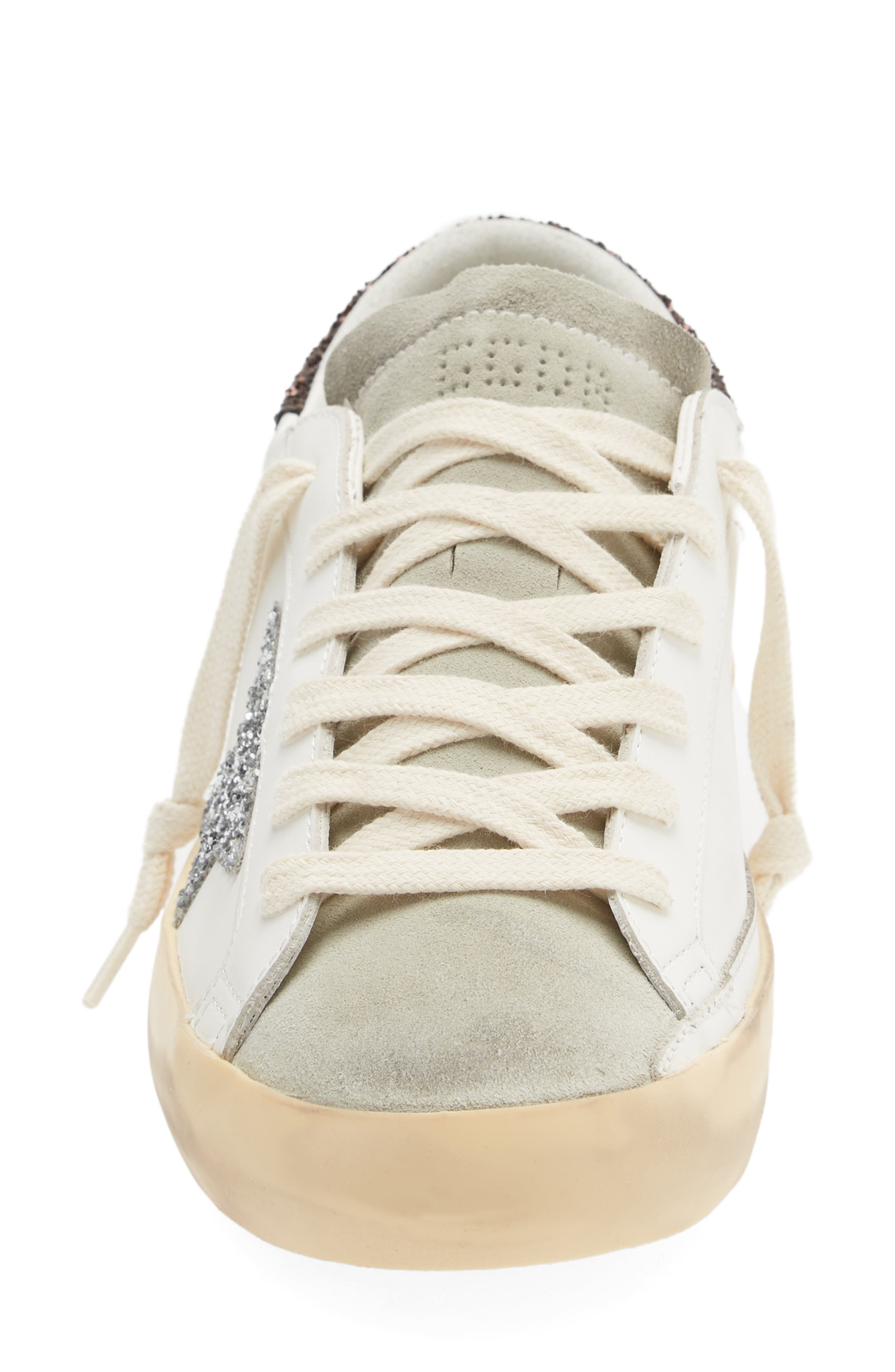 Golden Goose Super-Star Glitter Detail Low Top Sneaker in White/Ice/Silver/Brown at Nordstrom - 4