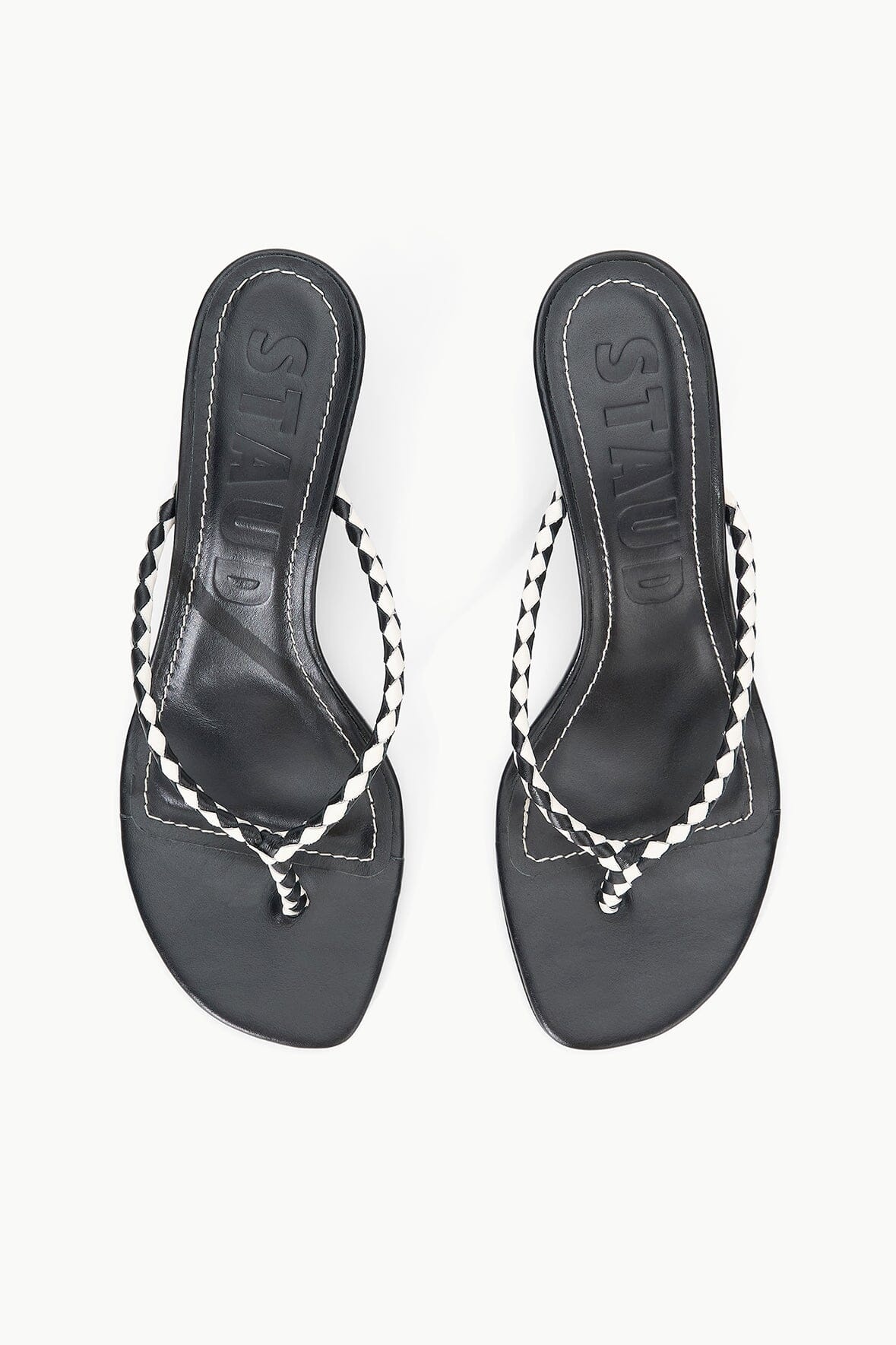 STAUD FREJA THONG KITTEN HEEL BLACK PAPER - 7