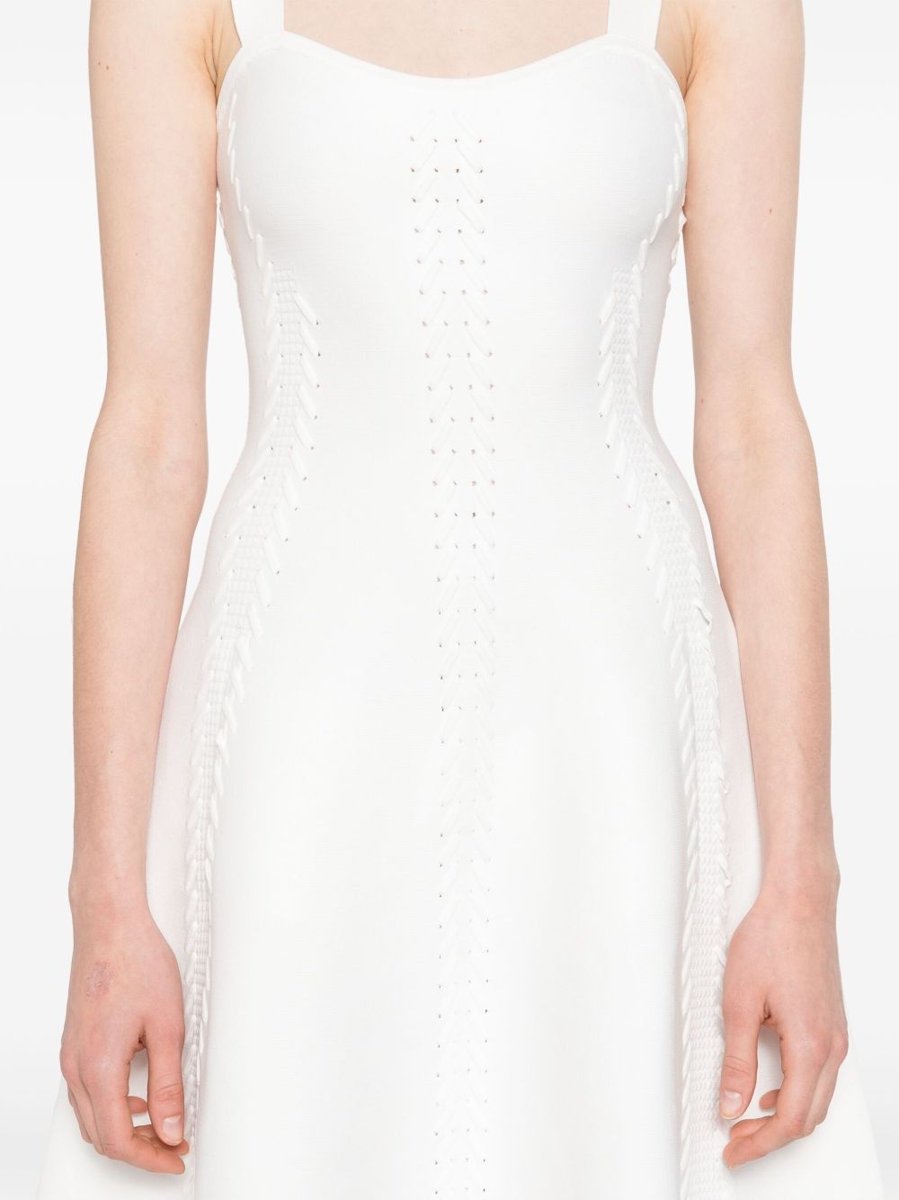perforated-design midi dress - 5