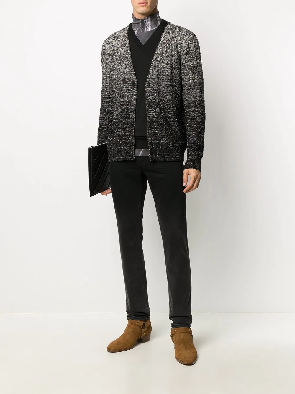 gradient wool knit cardigan - 2