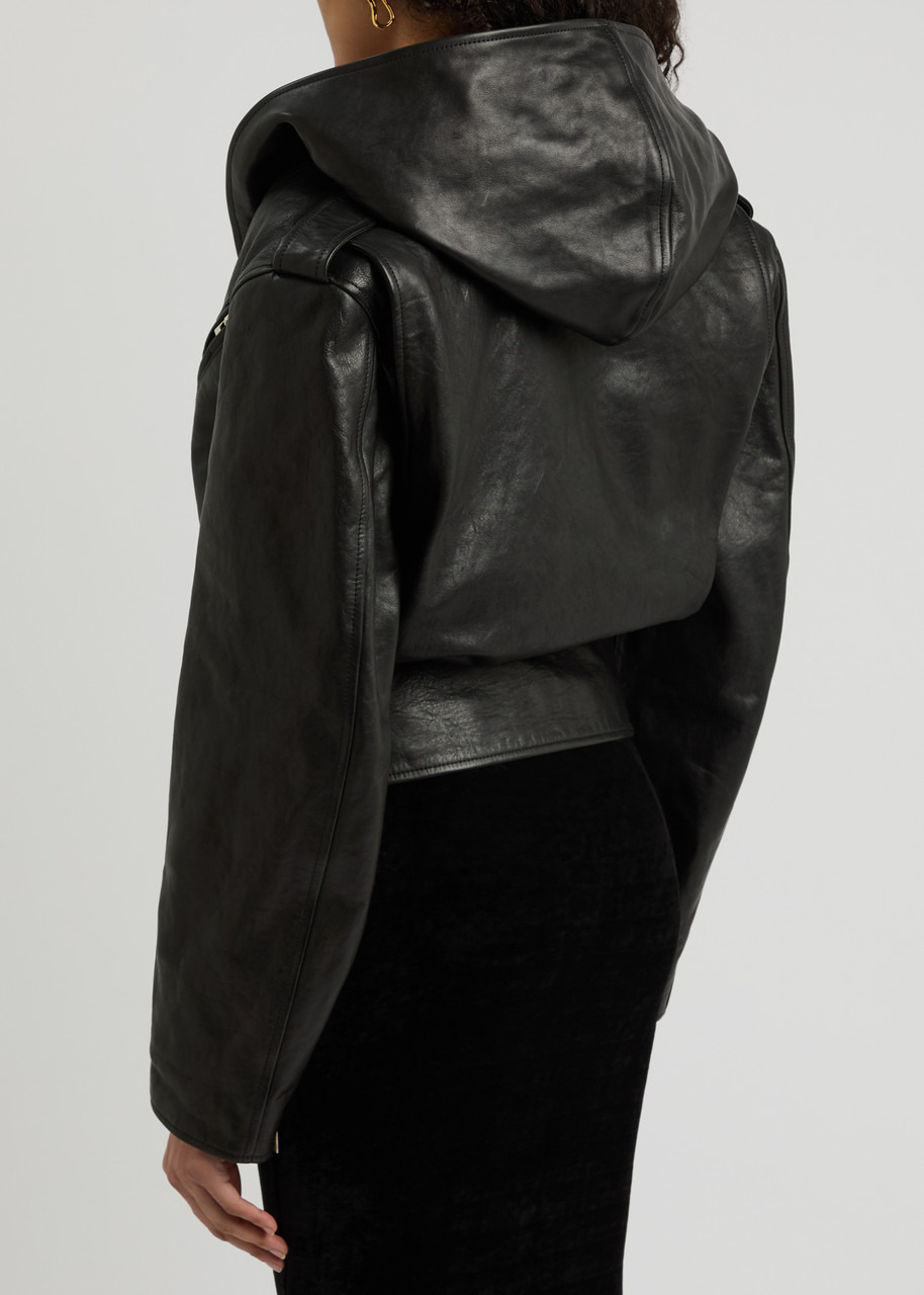Alaïa Hooded Leather Biker Jacket - 3