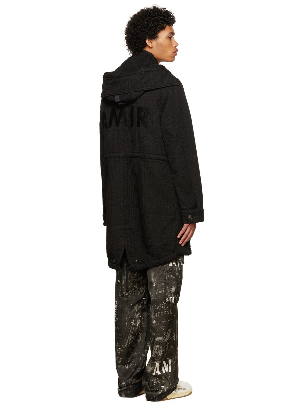 Black Quilted Fishtail Parka - 3