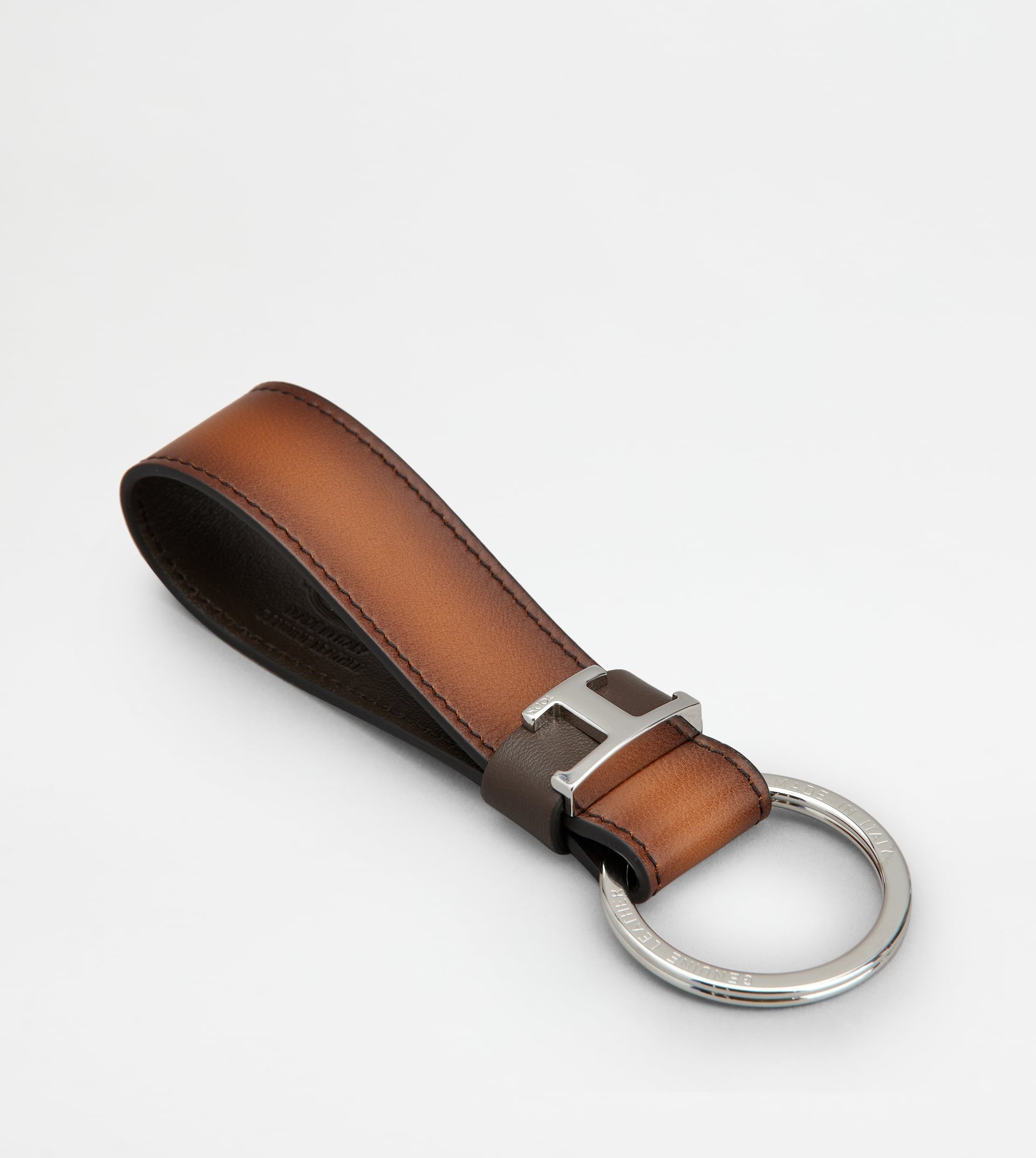 KEY HOLDER IN LEATHER - BROWN, BEIGE - 2