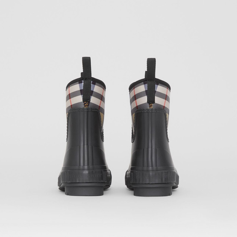 Vintage Check Neoprene and Rubber Rain Boots 1