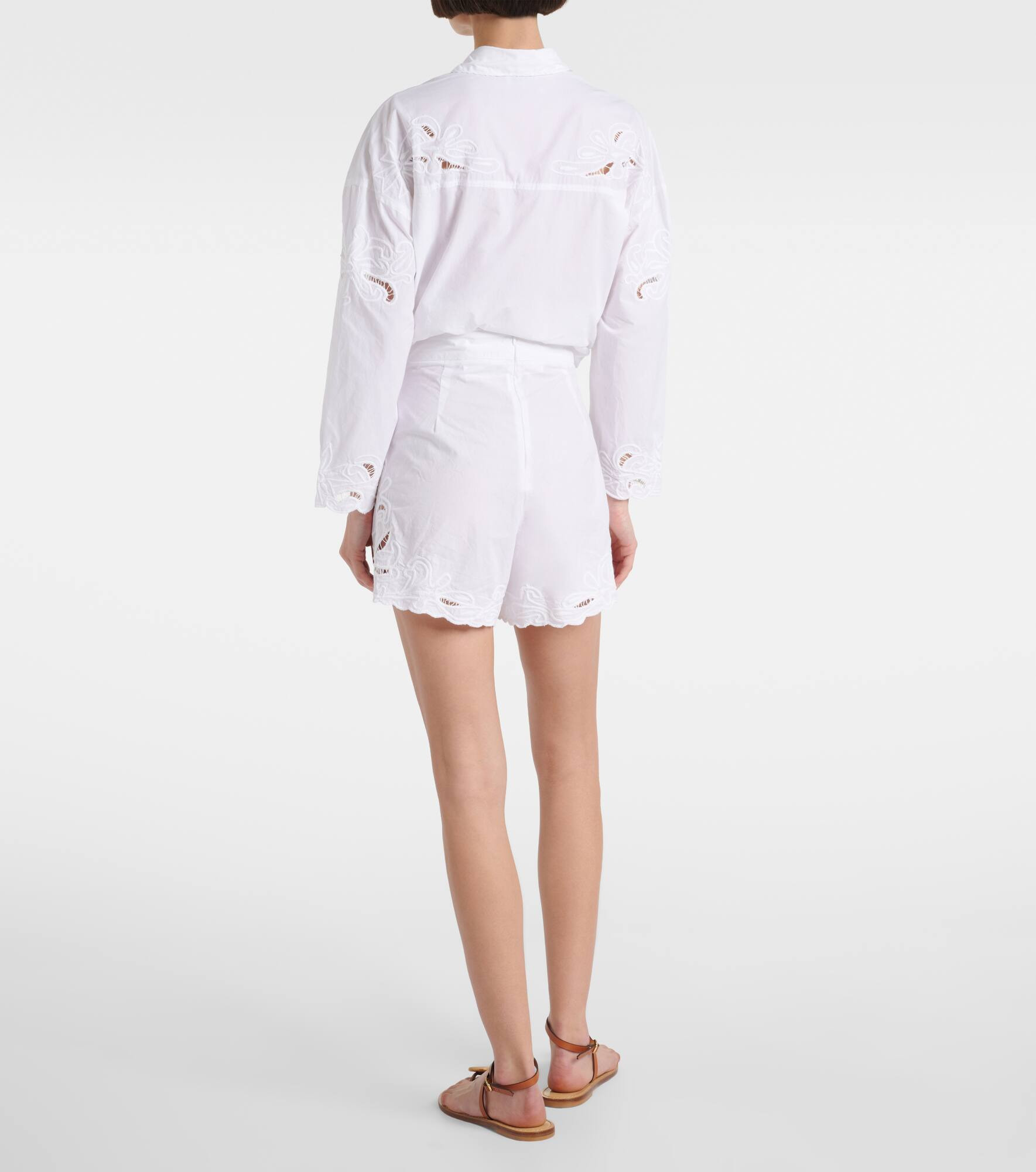 Embroidered cotton poplin shorts - 3