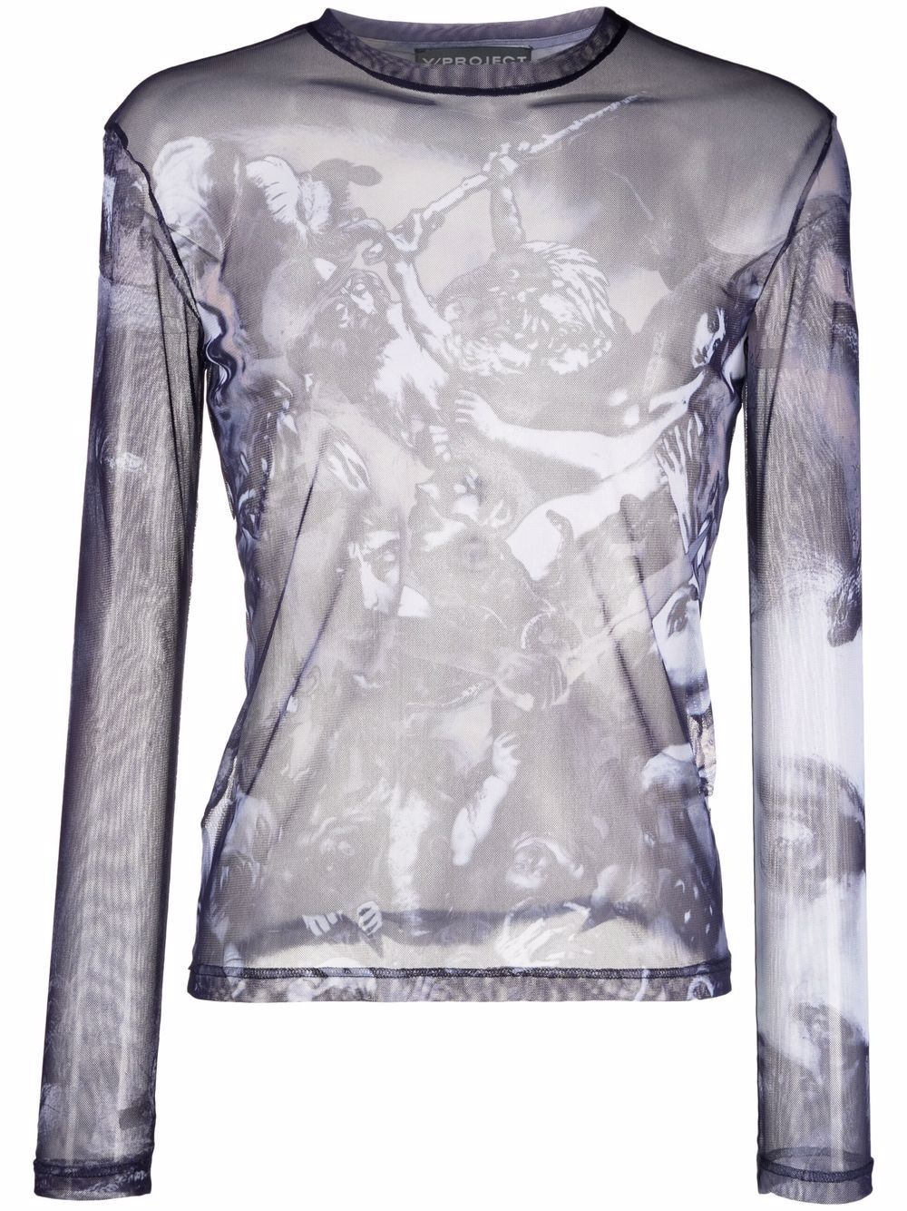 sheer graphic-print top - 2