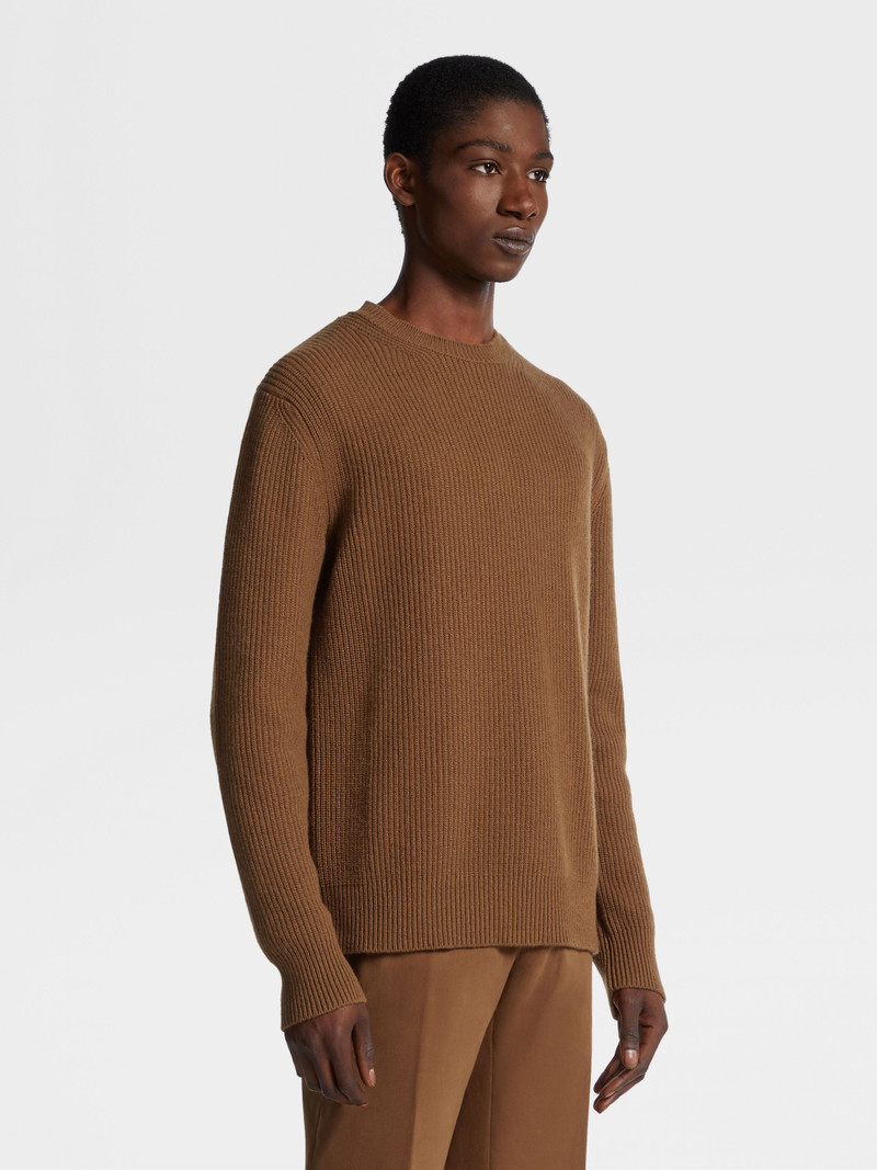 ZEGNA DARK FOLIAGE MÉLANGE OASI CASHMERE CREWNECK outlook