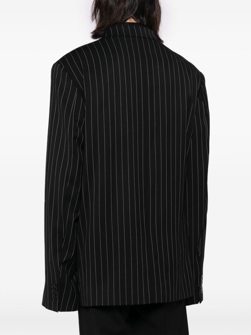 pinstriped wool-blend wrap blazer 4