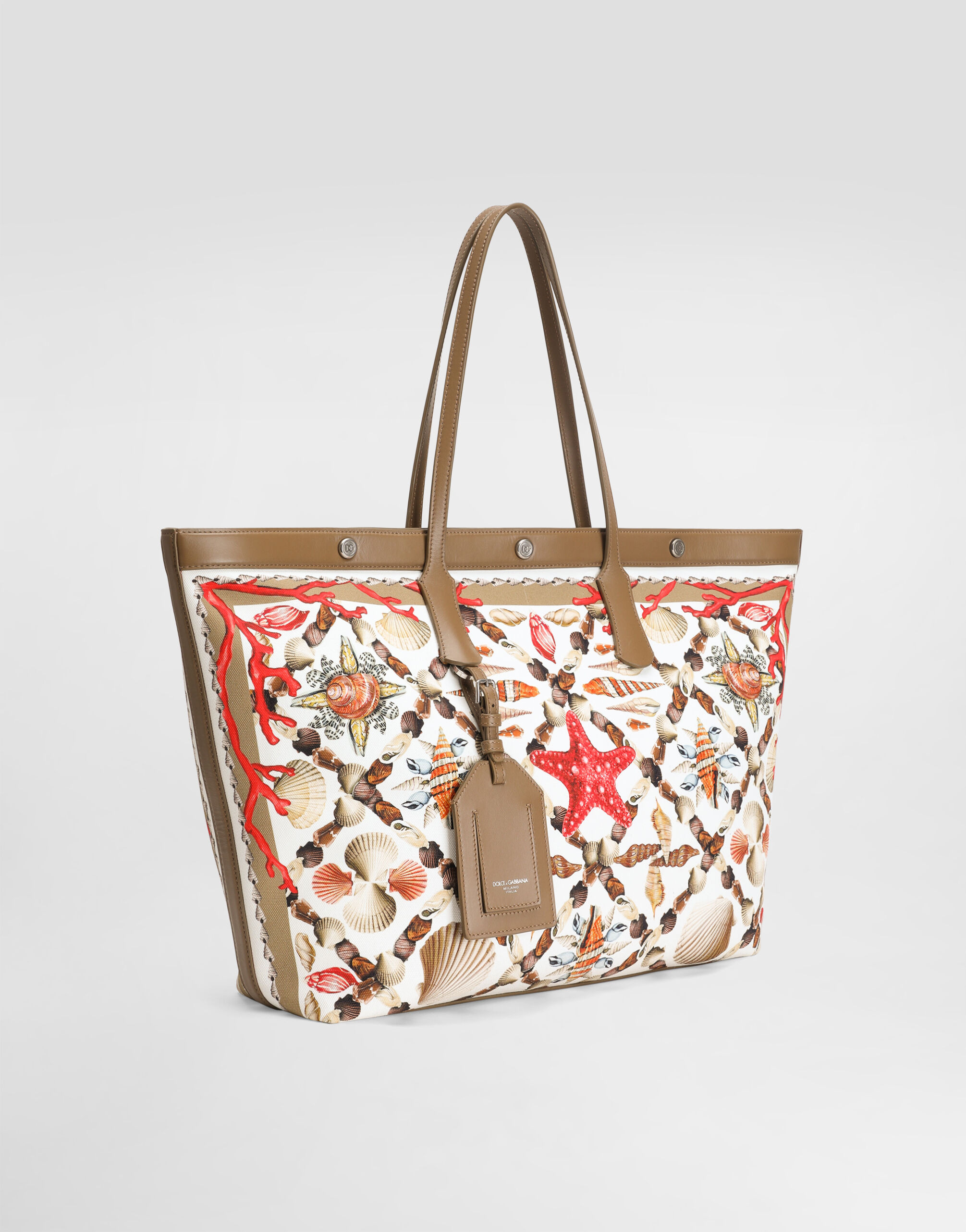 Shell-print canvas and calfskin atene shopping bag - 3