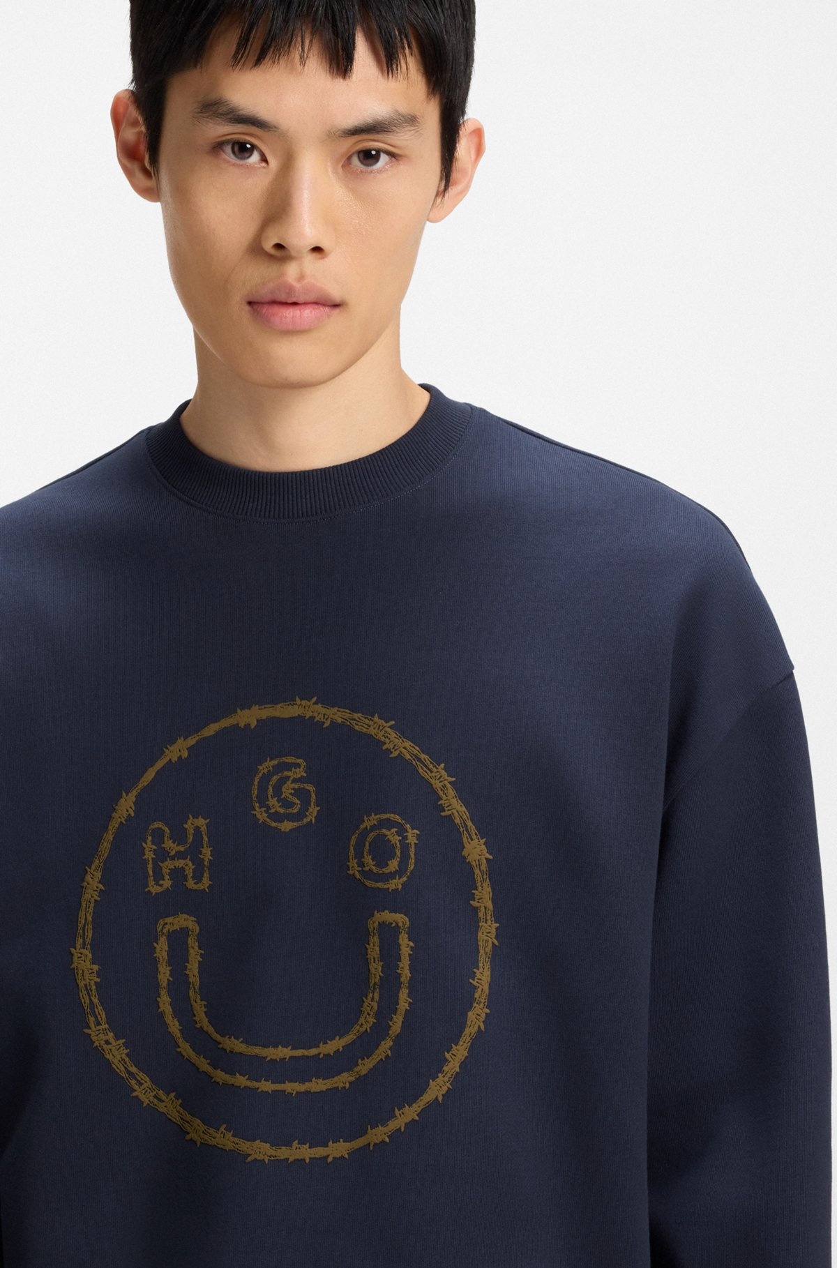 COTTON-TERRY SWEATSHIRT WITH HAPPY HUGO PRINT - 3