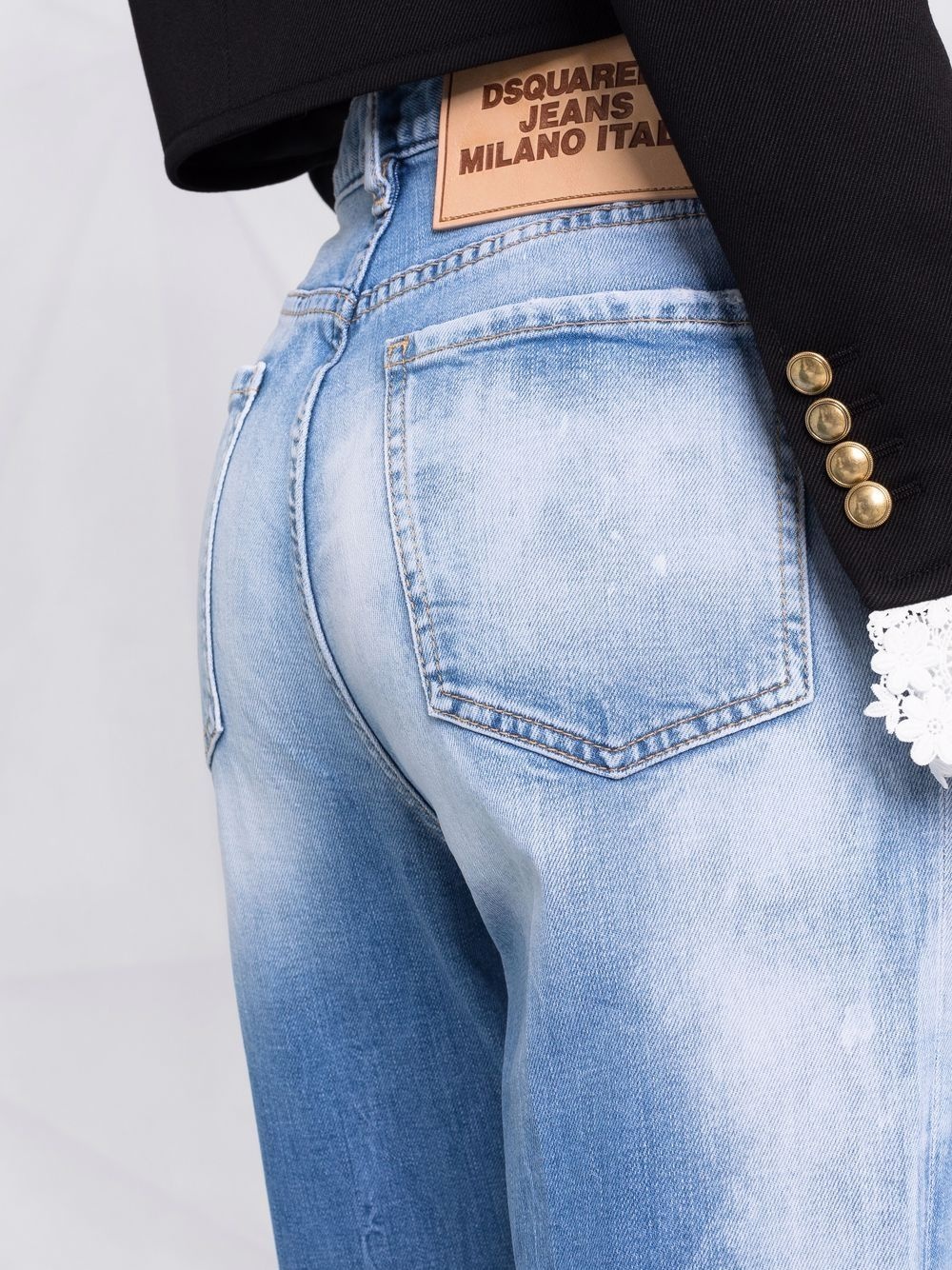 bleached effect straight-leg jeans - 3