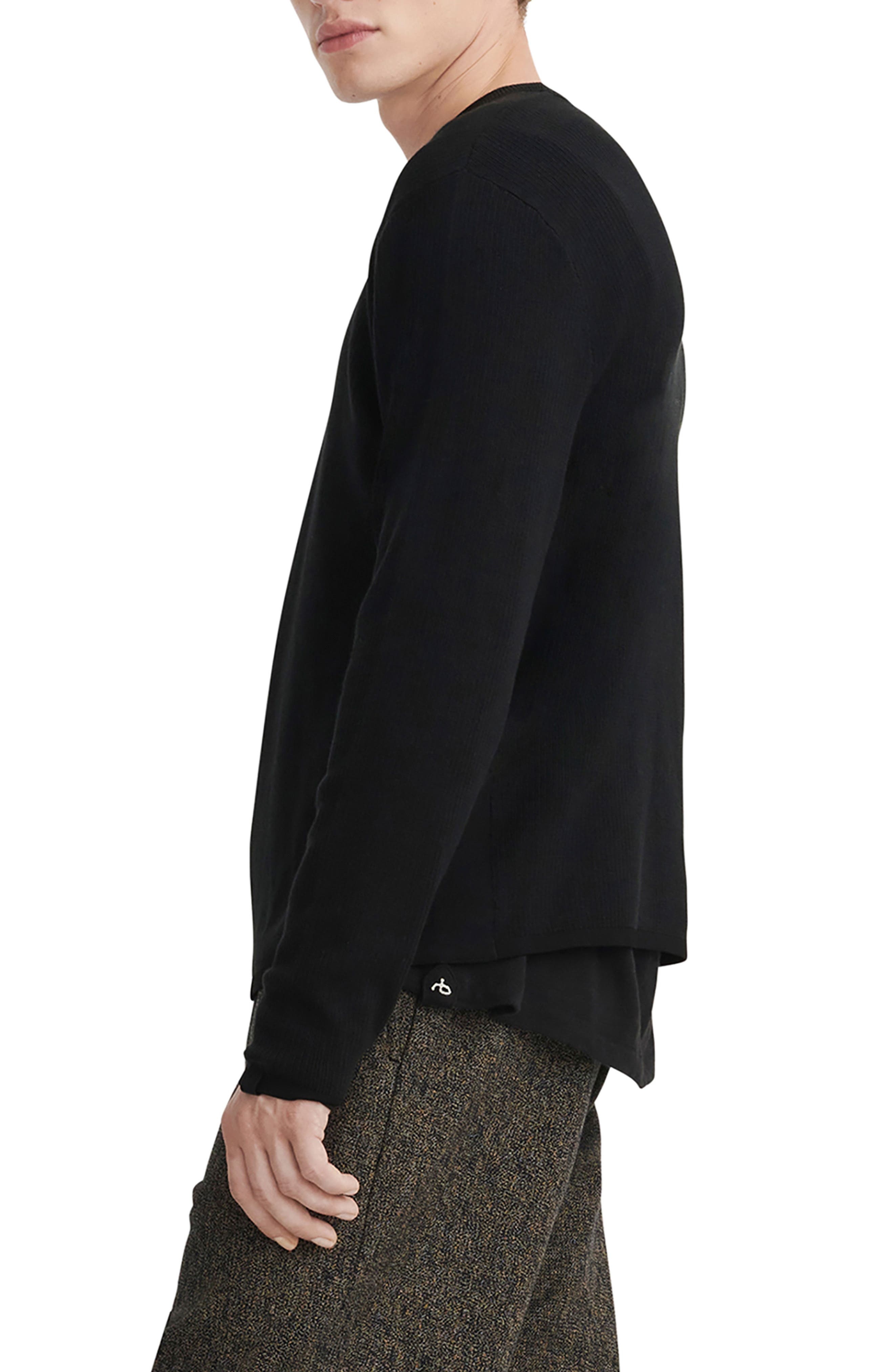 rag & bone Harvey Crewneck Cotton Blend Sweater in Blk/blk at Nordstrom - 3