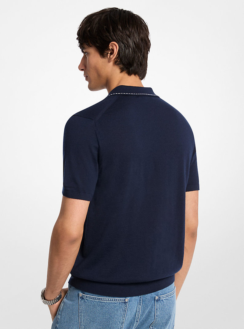 MICHAEL KORS Contrast-Trim Wool Polo Shirt outlook