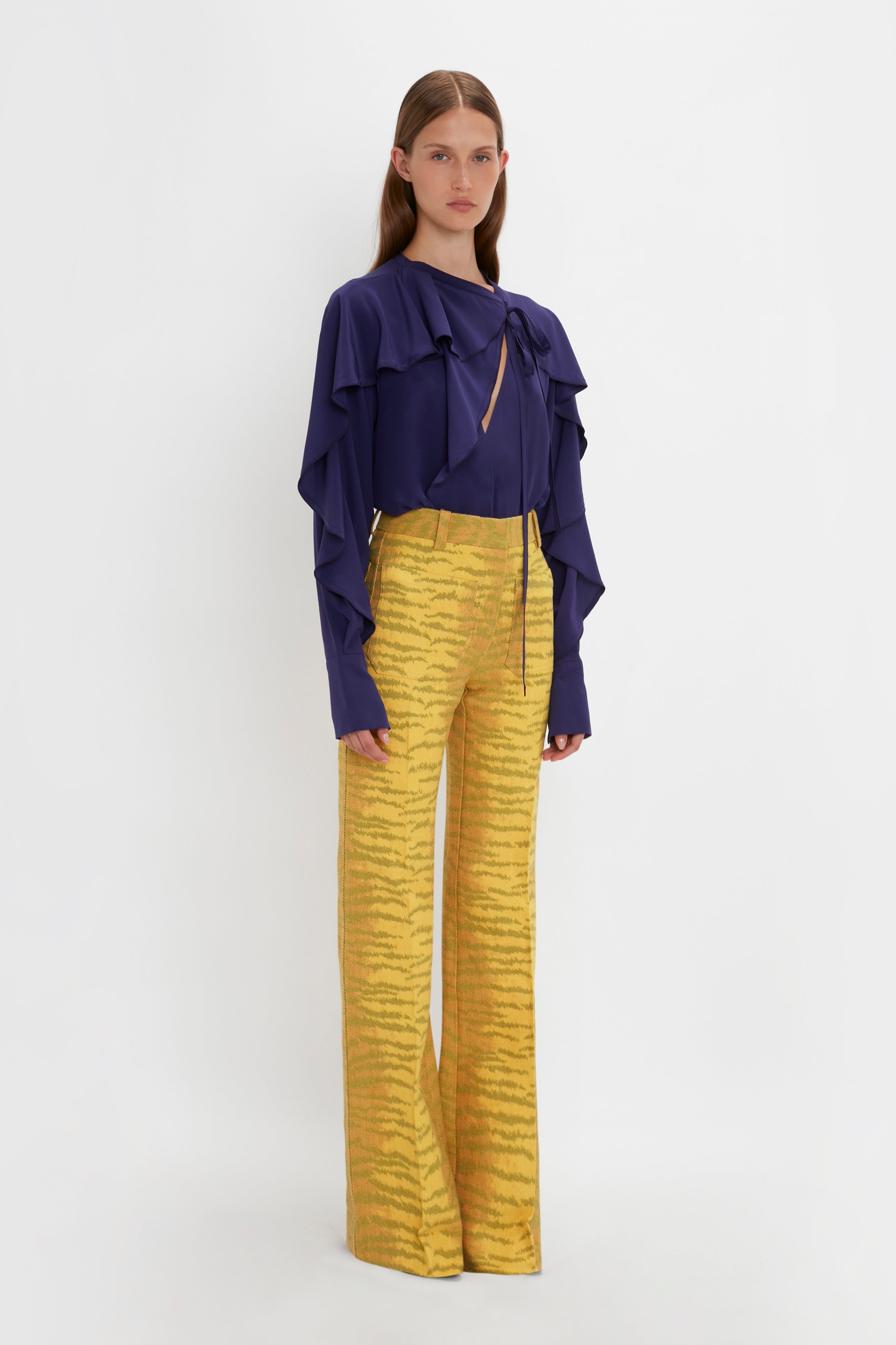 Alina Trouser In Yellow-Maple Tiger Print - 3