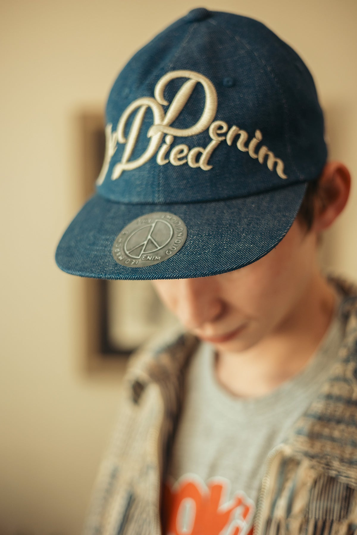 11.5oz Denim Baseball Cap (The Denim Died Embroidery) LOW - Indigo - 2