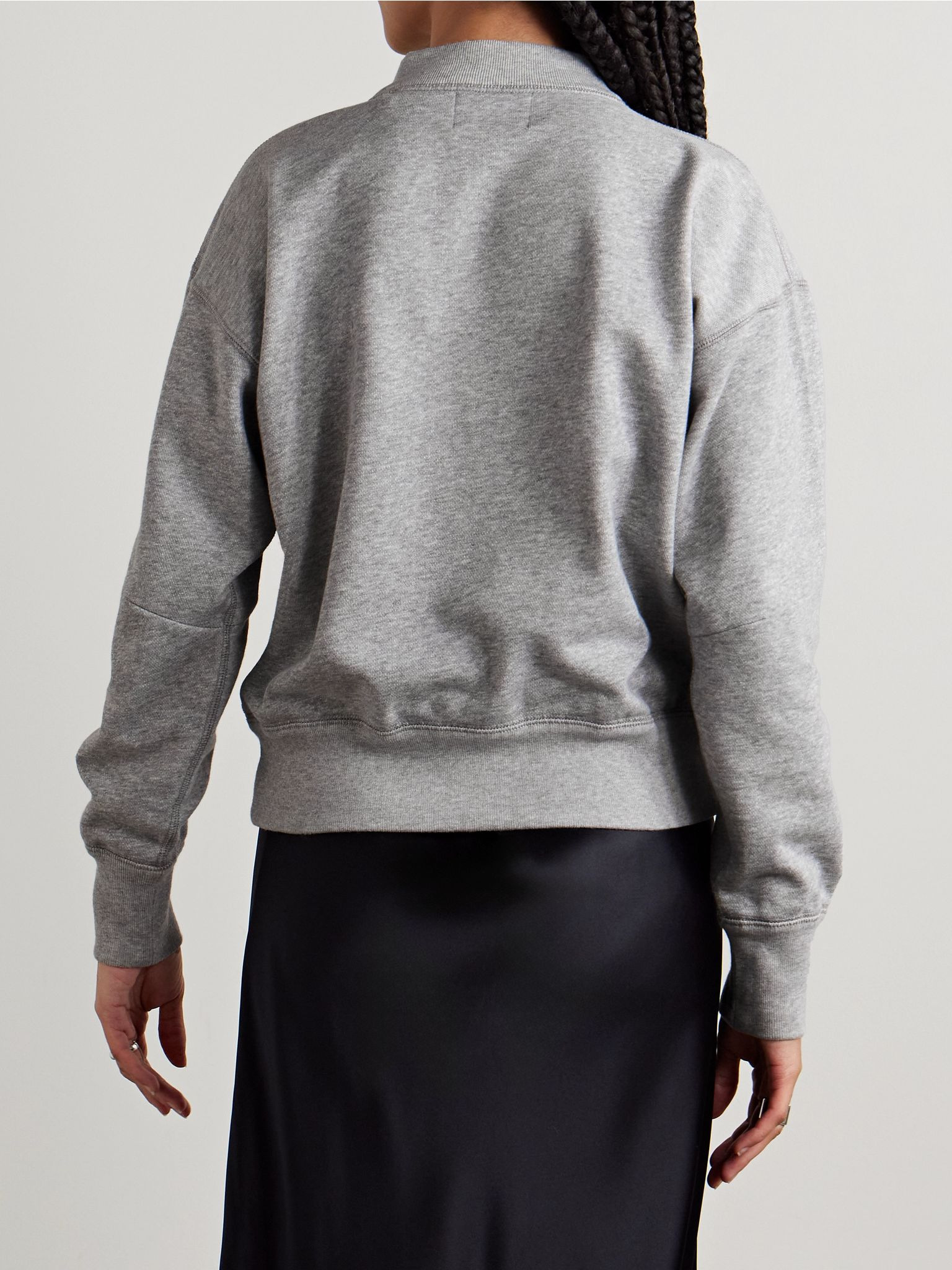 Moby flocked cotton-blend jersey sweatshirt Gray - 3