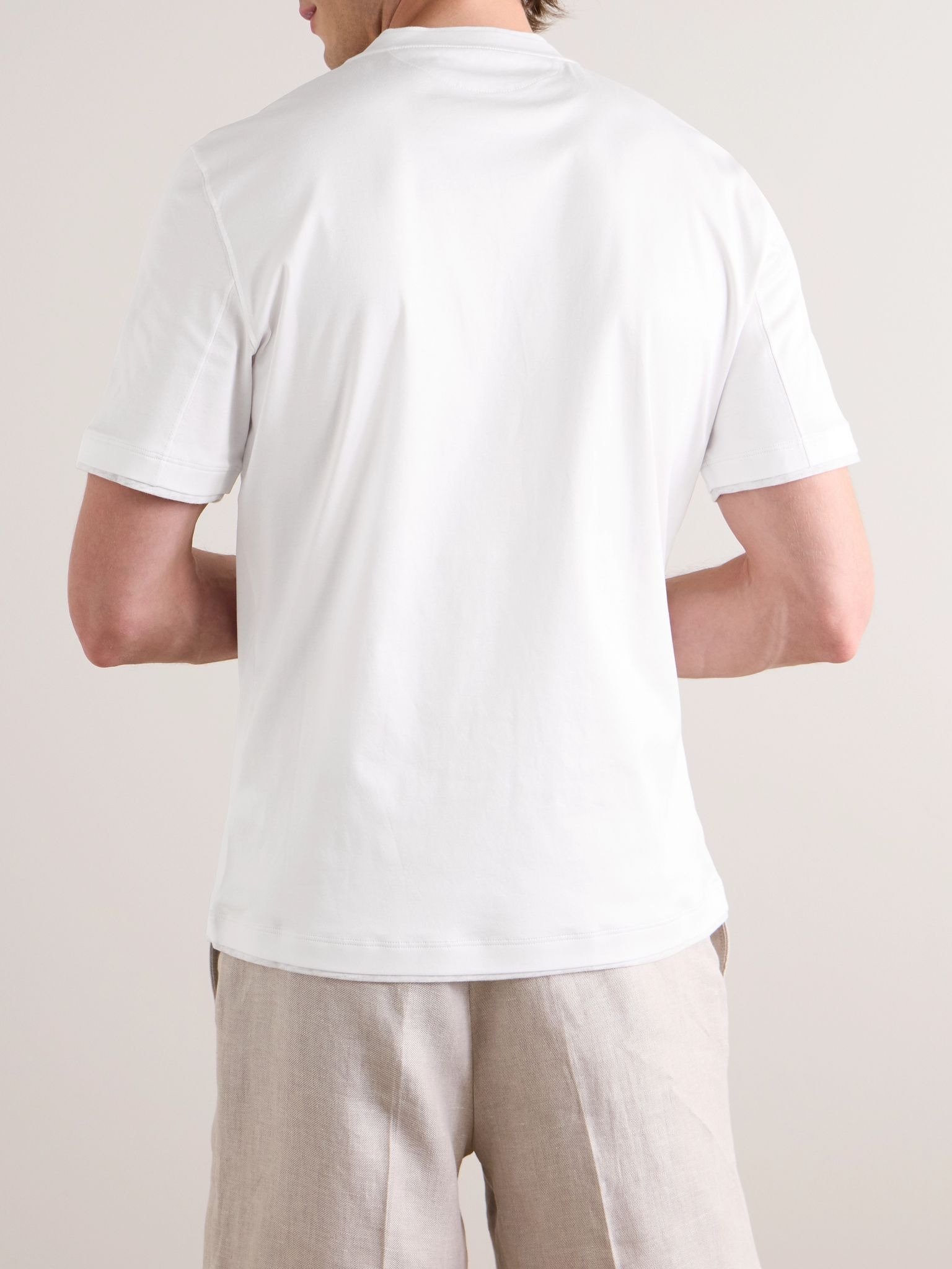 Layered Cotton-Jersey T-Shirt White - 4