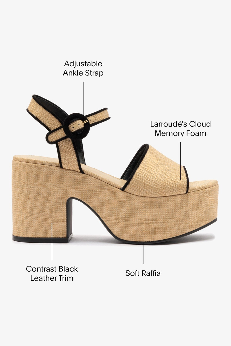 Miso Sandal In Beige Raffia and Black Trimming 5
